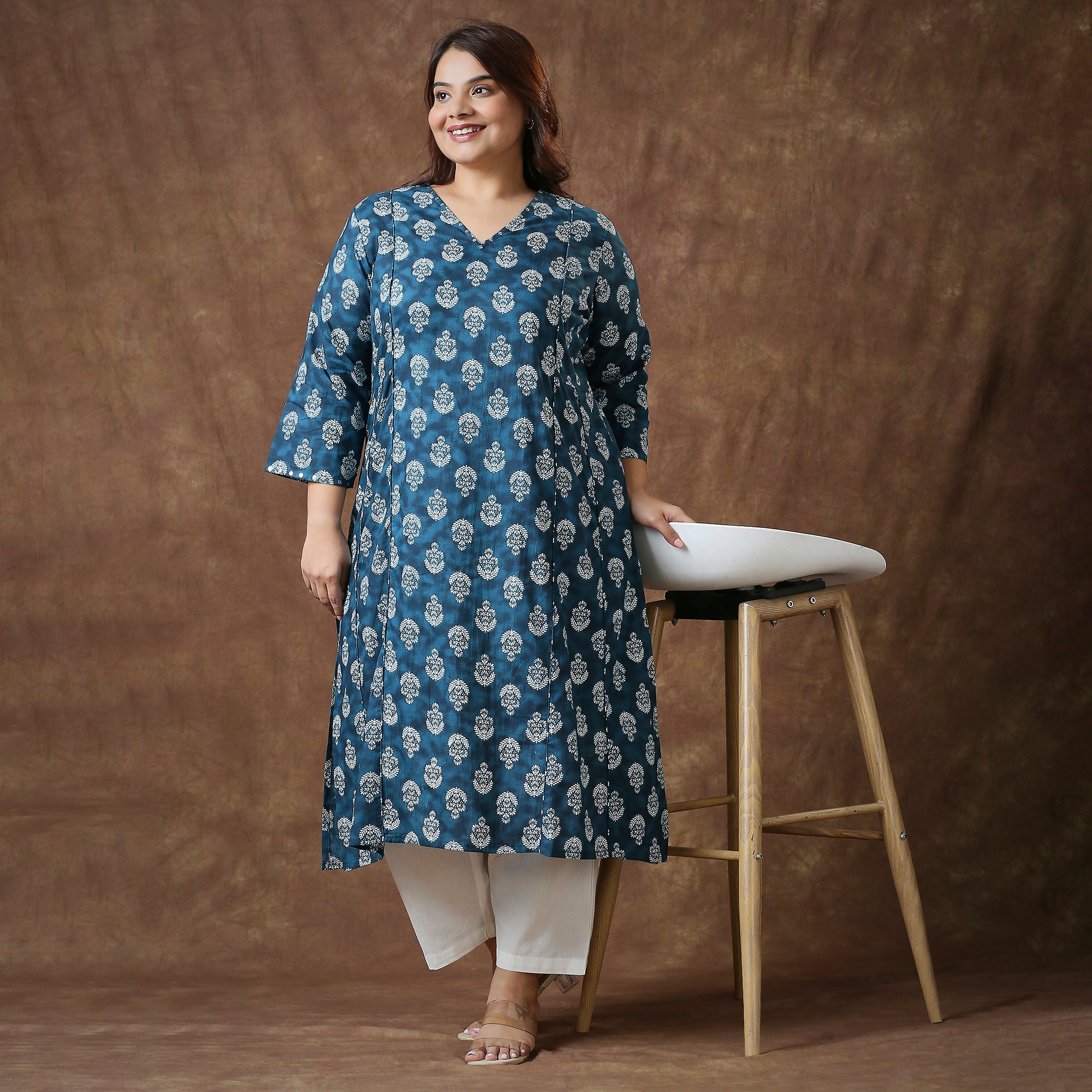 Plus Size Kurta | 2XL - 8XL | 100% Cotton | Teal