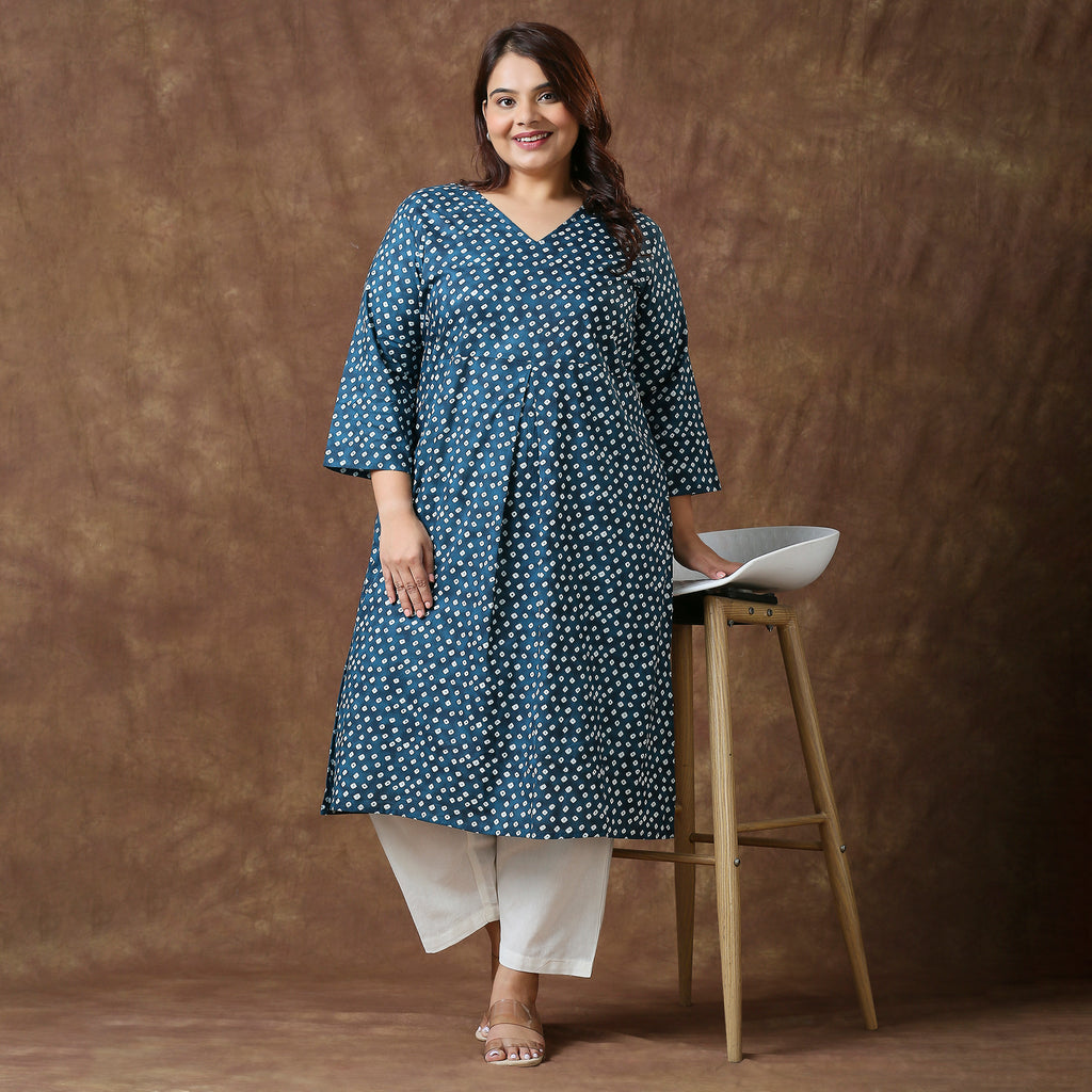 Plus Size Kurta | 2XL - 8XL | 100% Cotton | Teal