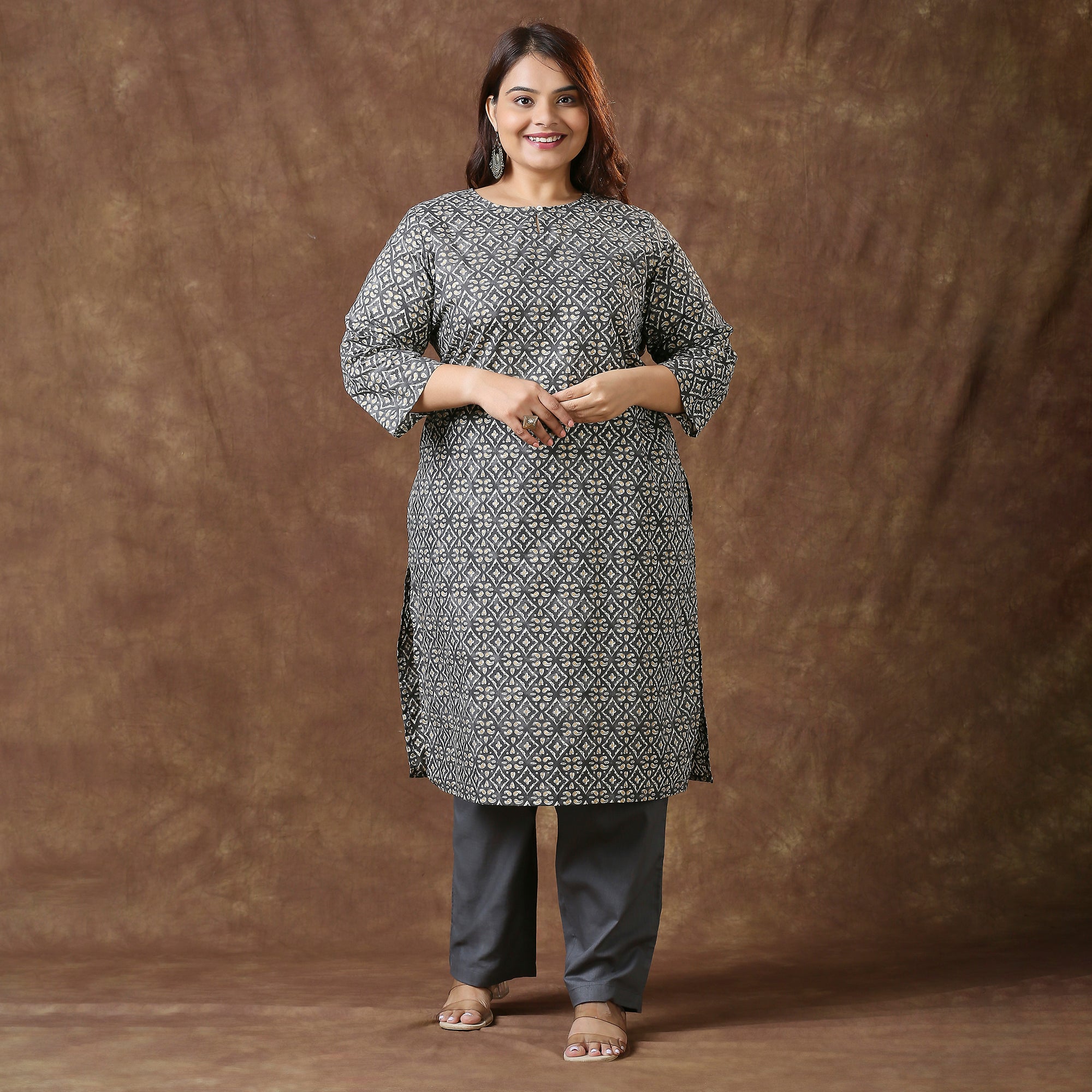 Plus Size Kurta | 2XL - 8XL | 100% Cotton | Grey