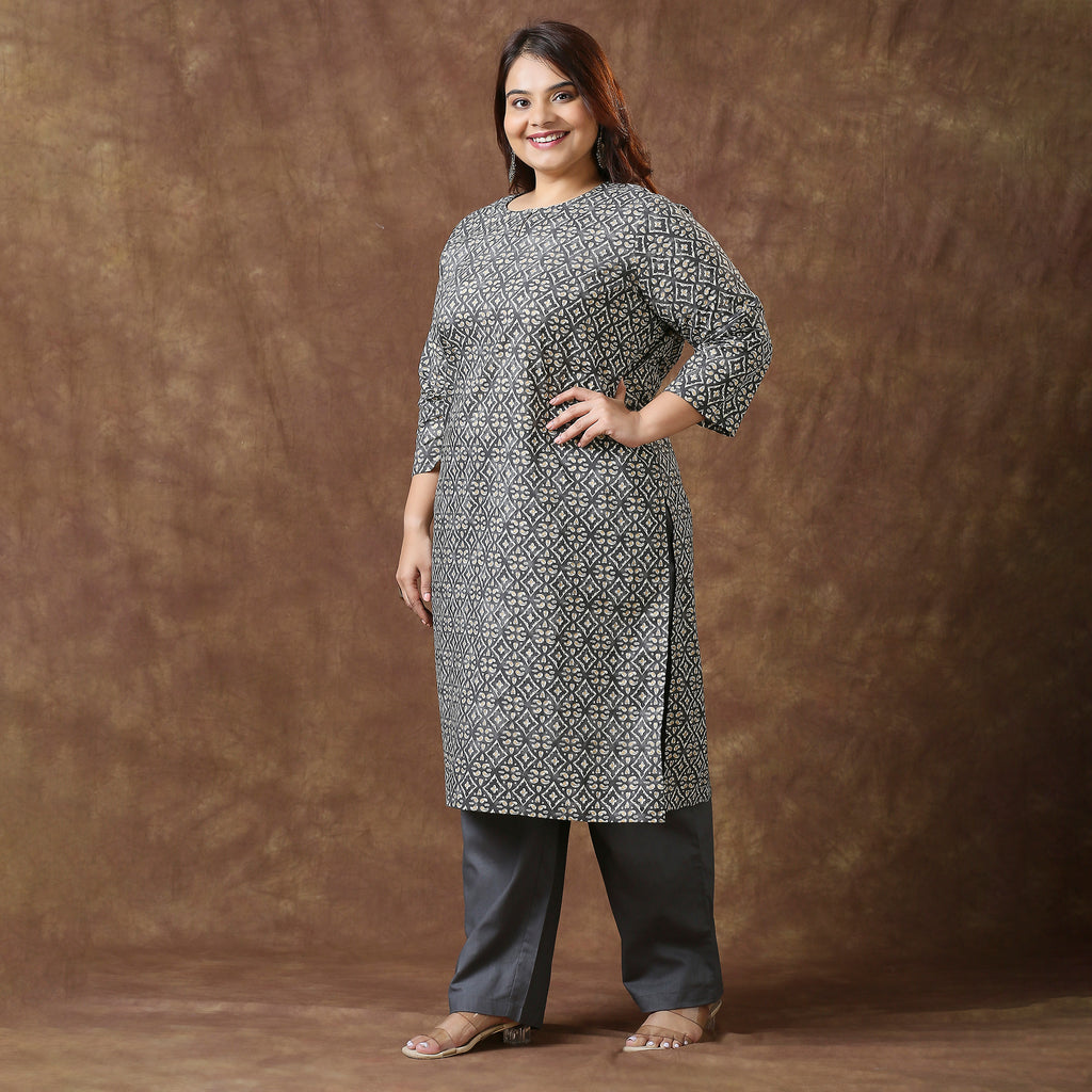 Plus Size Kurta | 2XL - 8XL | 100% Cotton | Grey