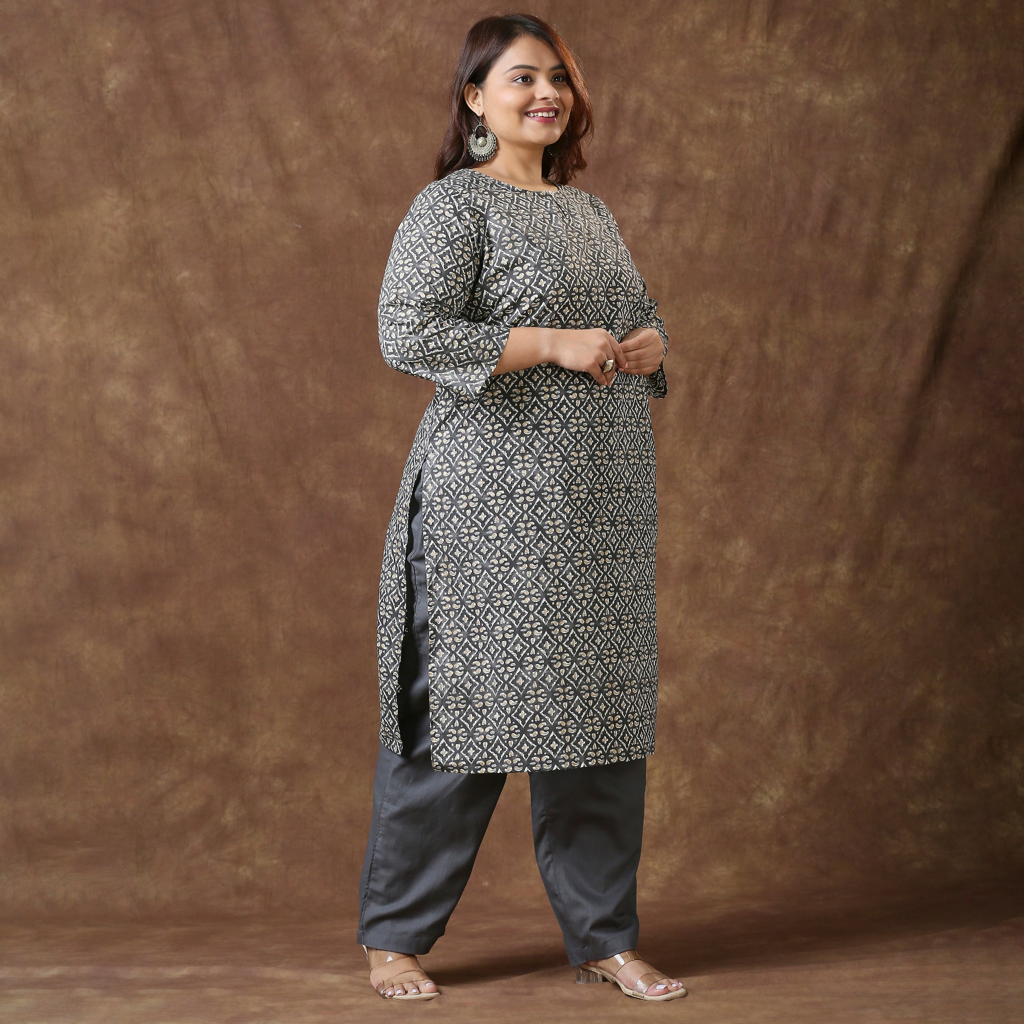 Plus Size Kurta | 2XL - 8XL | 100% Cotton | Grey