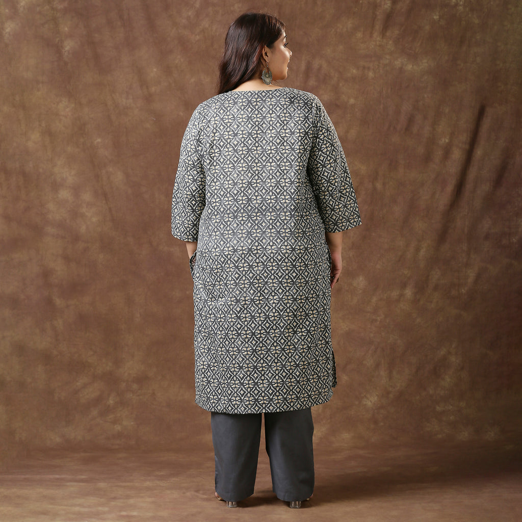 Plus Size Kurta | 2XL - 8XL | 100% Cotton | Grey