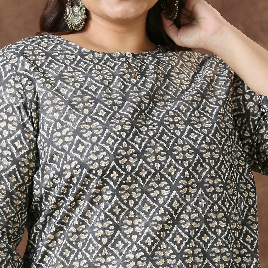 Plus Size Kurta | 2XL - 8XL | 100% Cotton | Grey