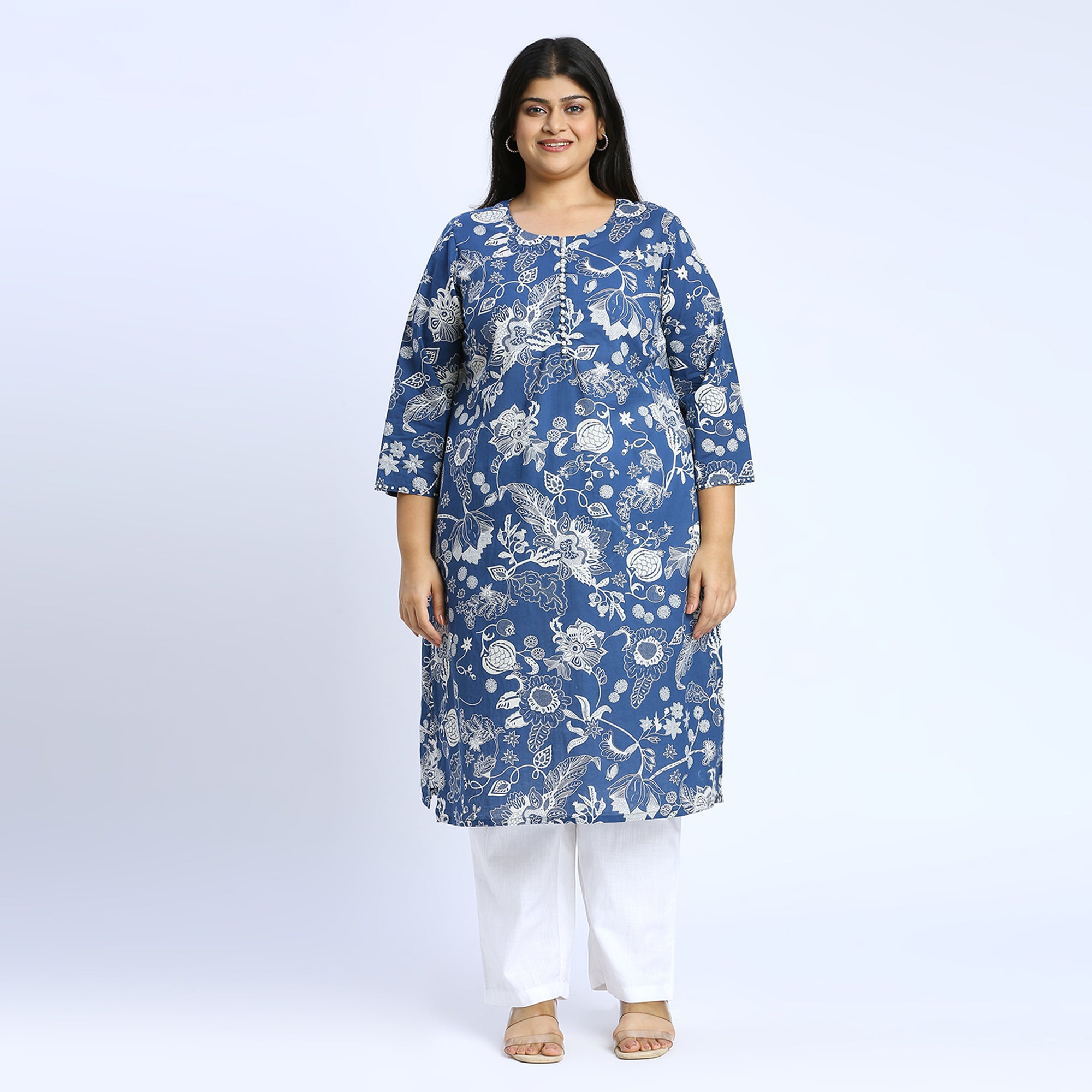 Plus Size Kurta | 2XL - 8XL | 100% Cotton | Indigo