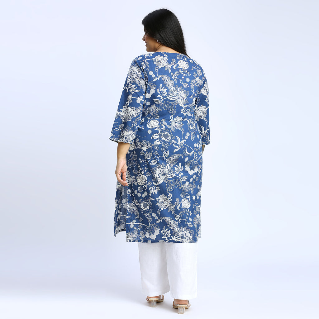 Plus Size Kurta | 2XL - 8XL | 100% Cotton | Indigo
