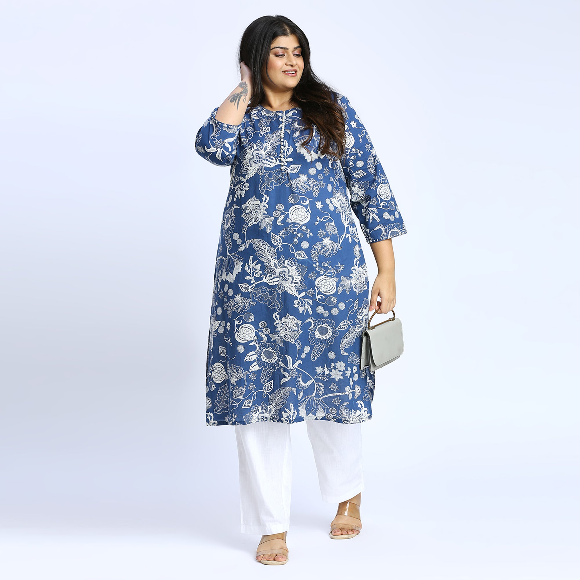 Plus Size Kurta | 2XL - 8XL | 100% Cotton | Indigo