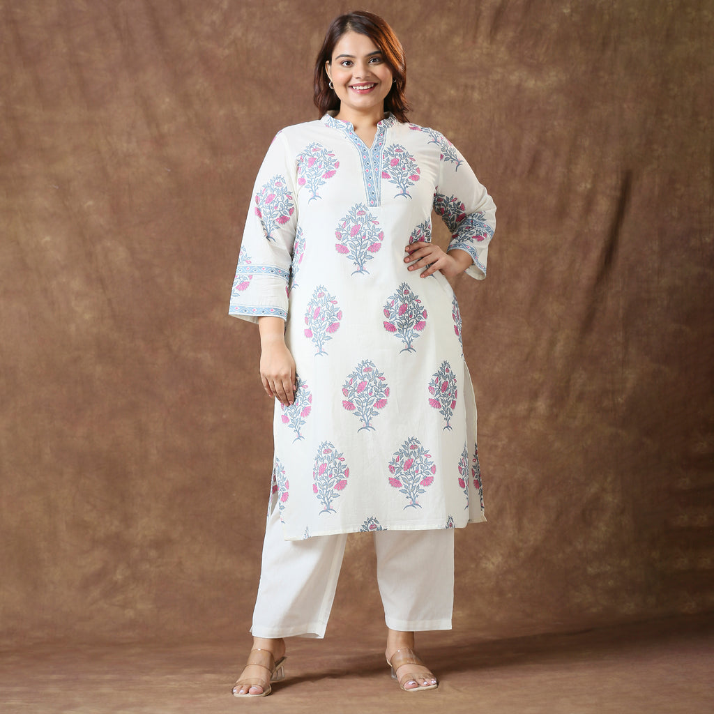 Plus Size Kurta | 2XL - 8XL | 100% Cotton | Pink
