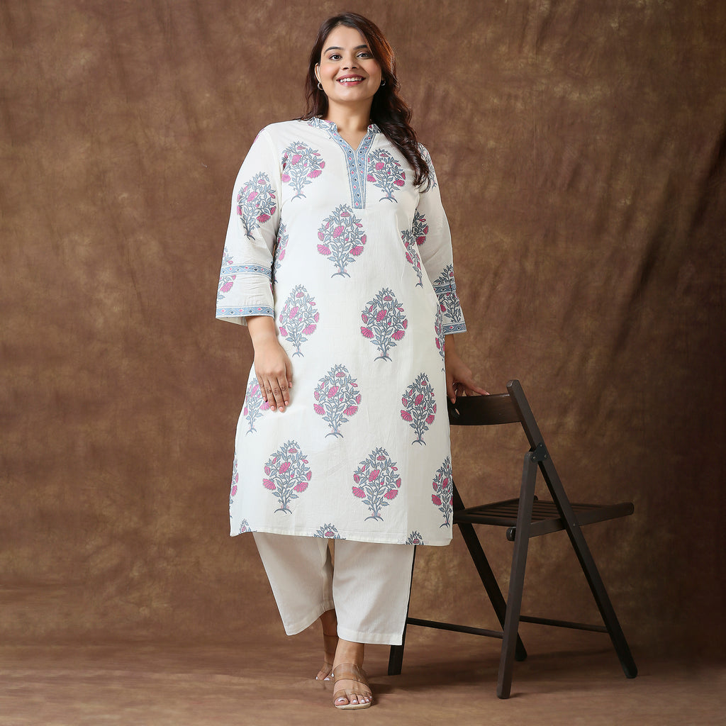 Plus Size Kurta | 2XL - 8XL | 100% Cotton | Pink