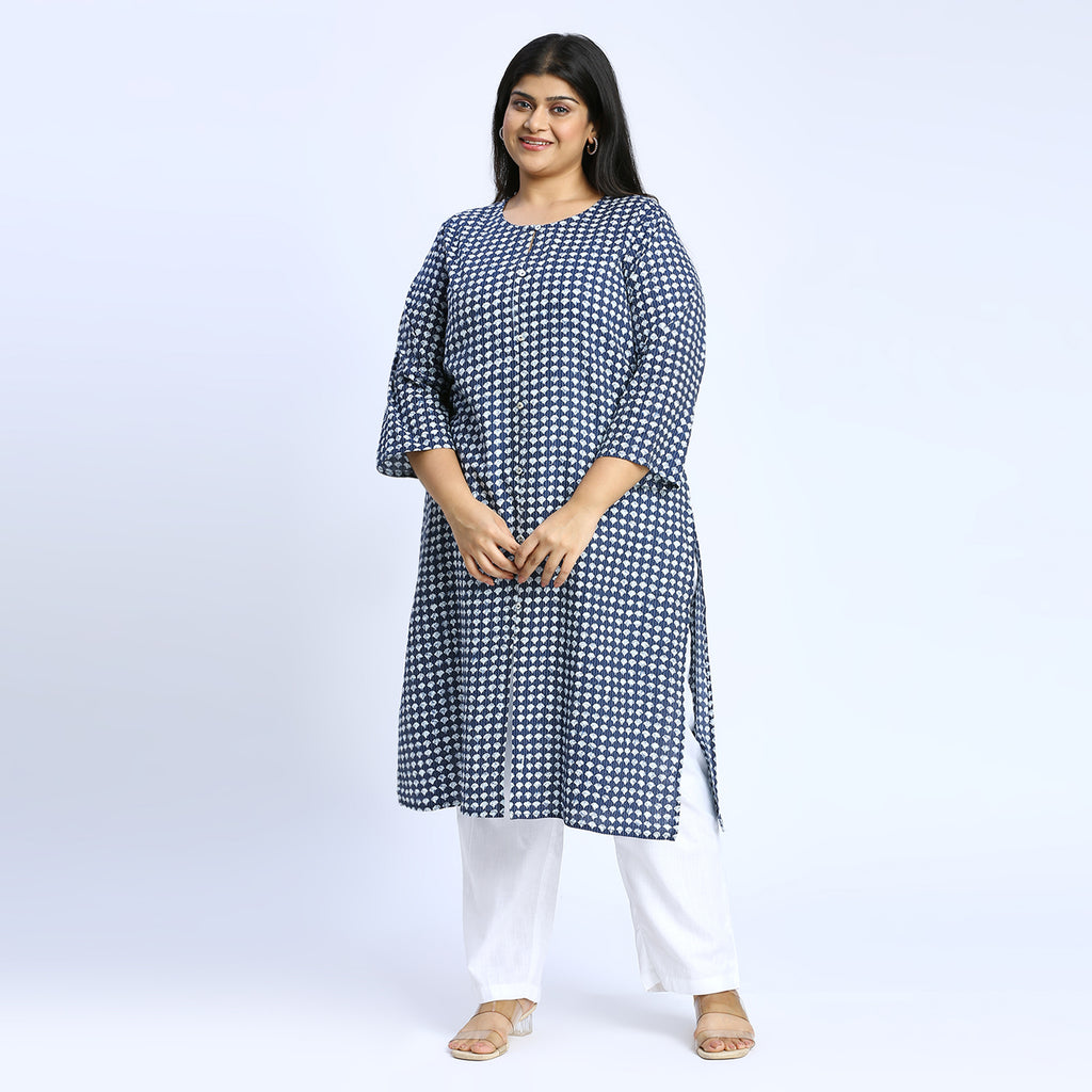 Plus Size Kurta | 2XL - 8XL | 100% Cotton | Indigo