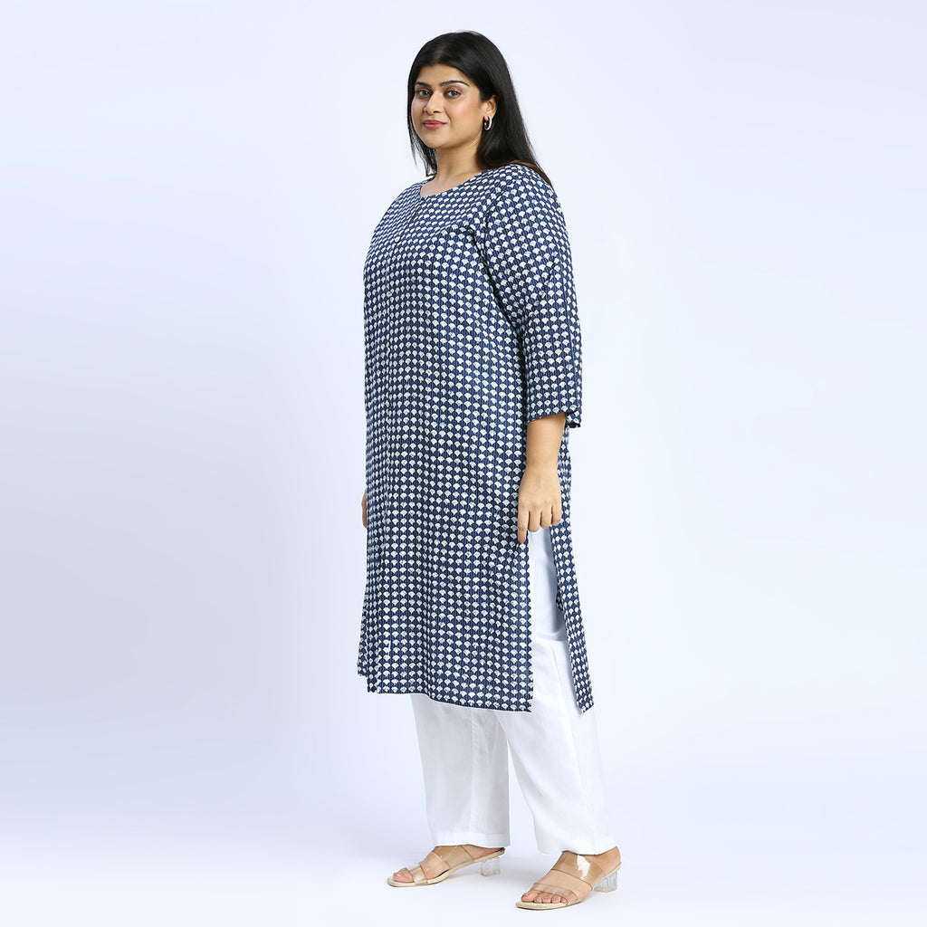 Plus Size Kurta | 2XL - 8XL | 100% Cotton | Indigo
