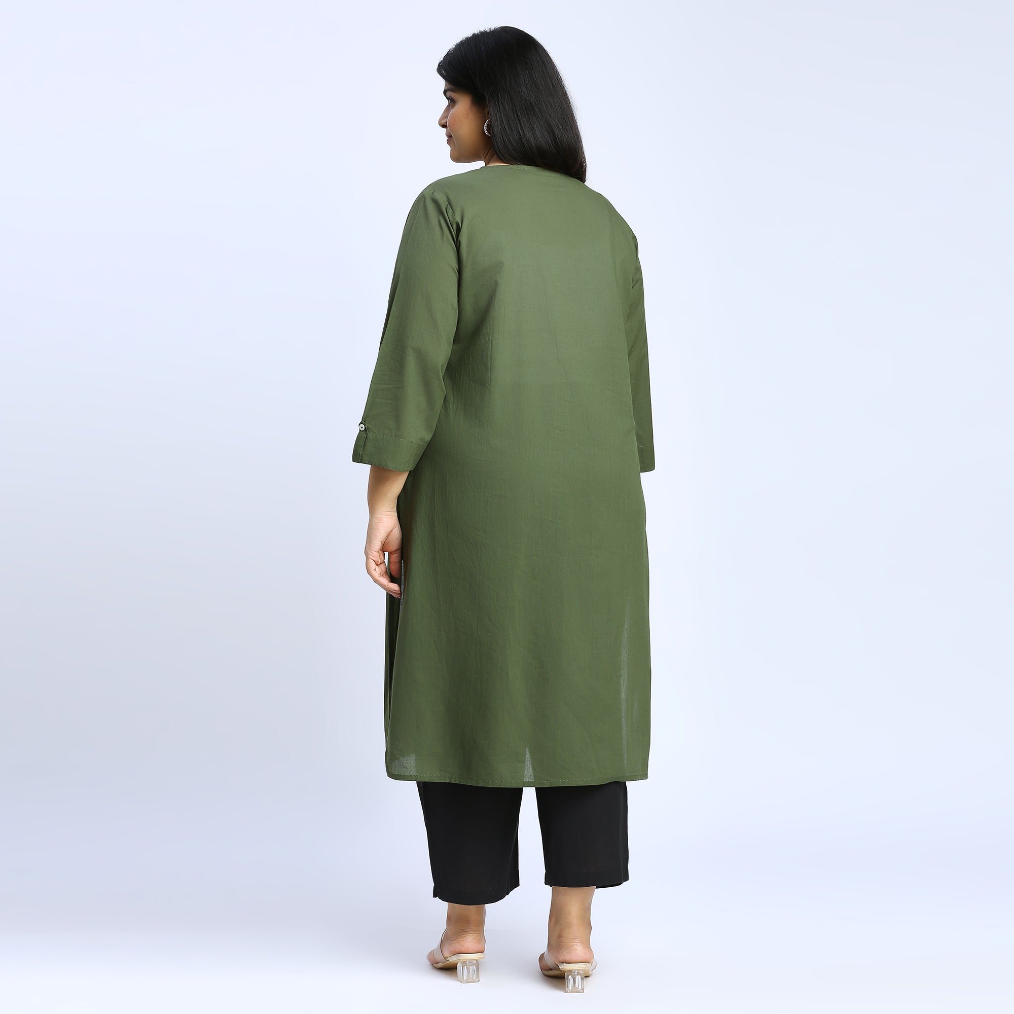 Plus Size Kurta | 2XL - 8XL | 100% Cotton | Olive Green