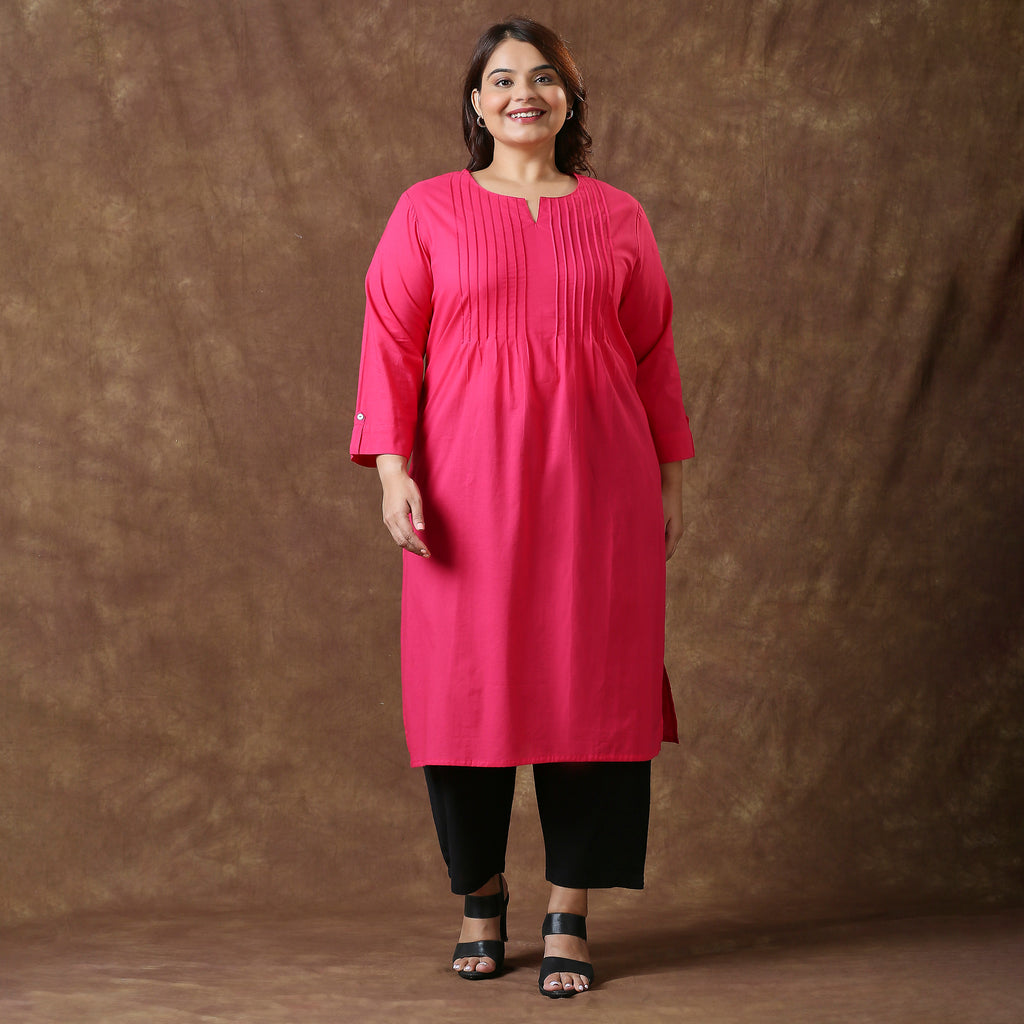 Plus Size Kurta | 2XL - 8XL | 100% Cotton | Magenta
