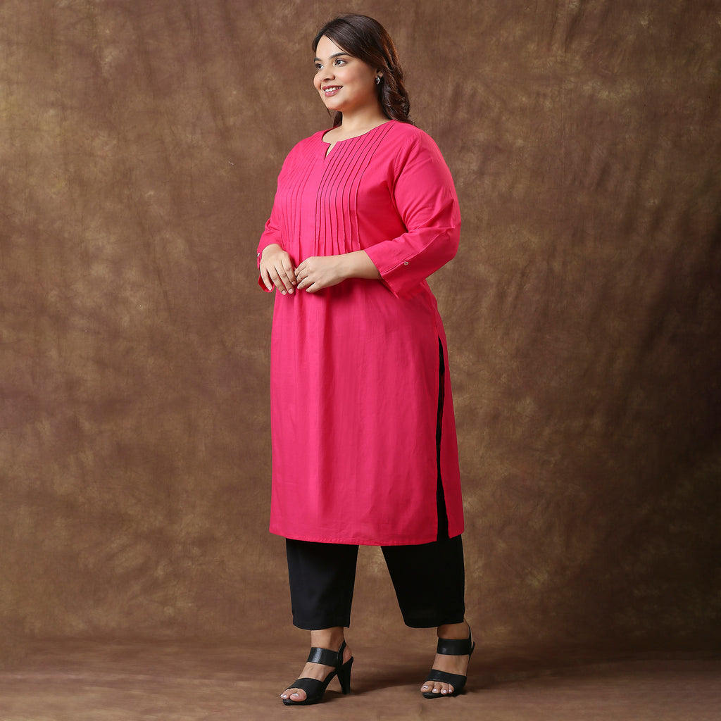 Plus Size Kurta | 2XL - 8XL | 100% Cotton | Magenta