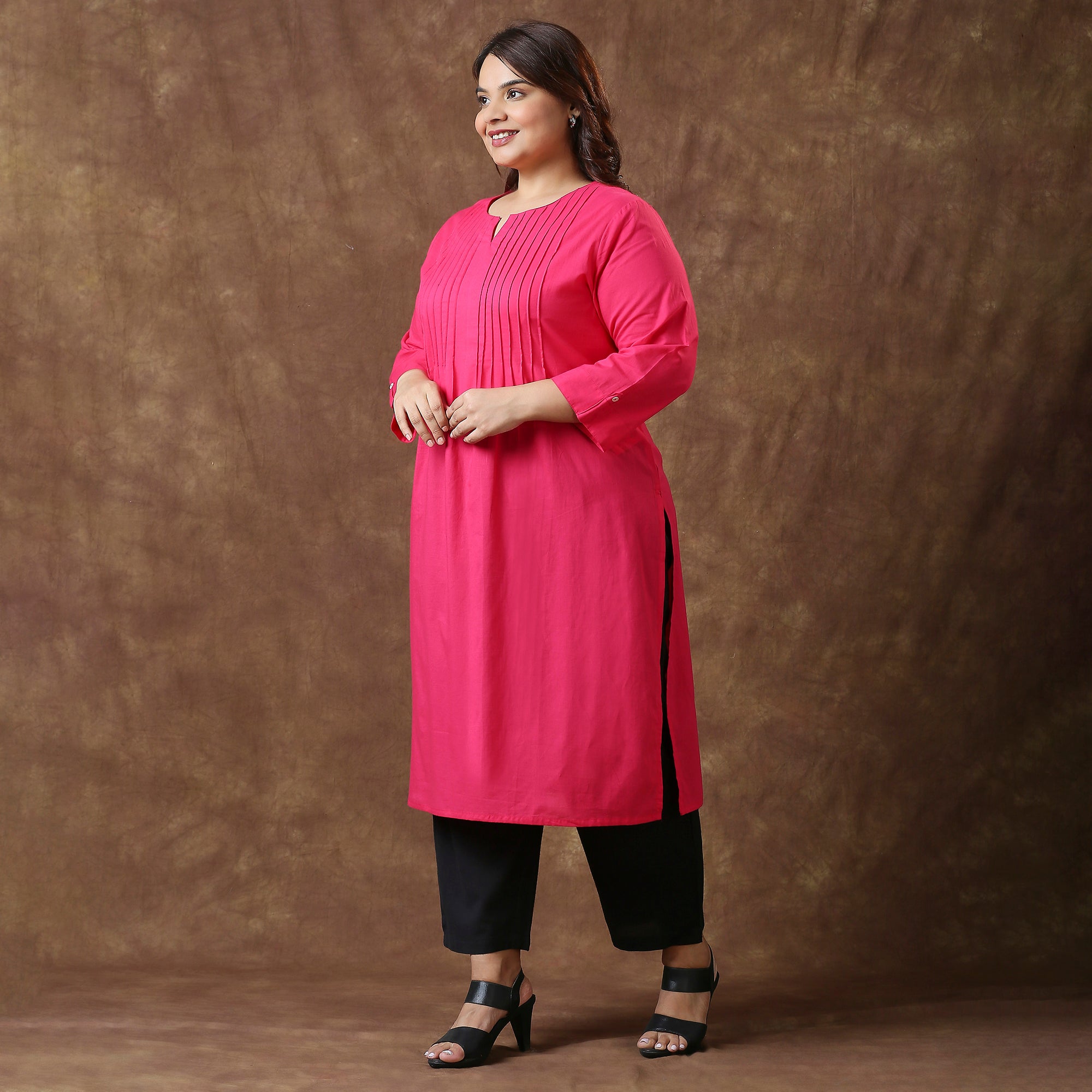 Plus Size Kurta | 2XL - 8XL | 100% Cotton | Magenta