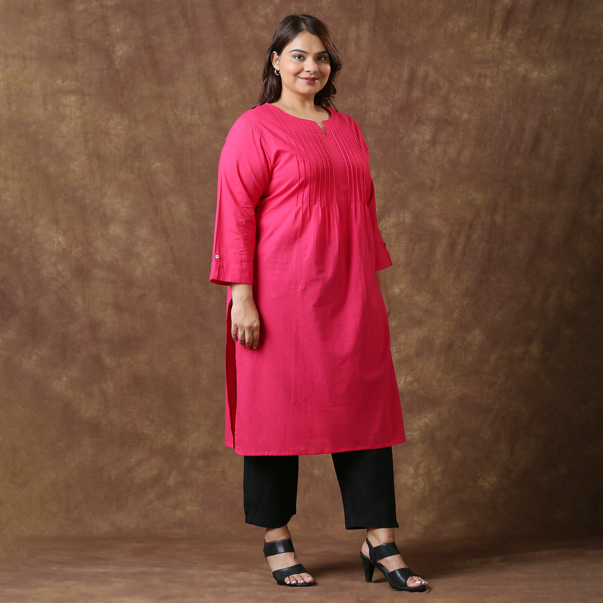 Plus Size Kurta | 2XL - 8XL | 100% Cotton | Magenta