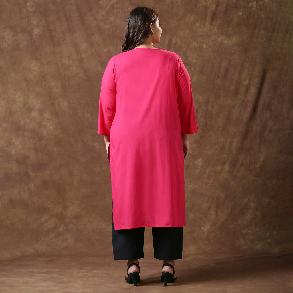 Plus Size Kurta | 2XL - 8XL | 100% Cotton | Magenta