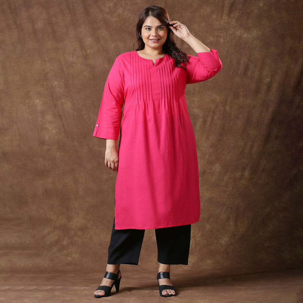 Plus Size Kurta | 2XL - 8XL | 100% Cotton | Magenta