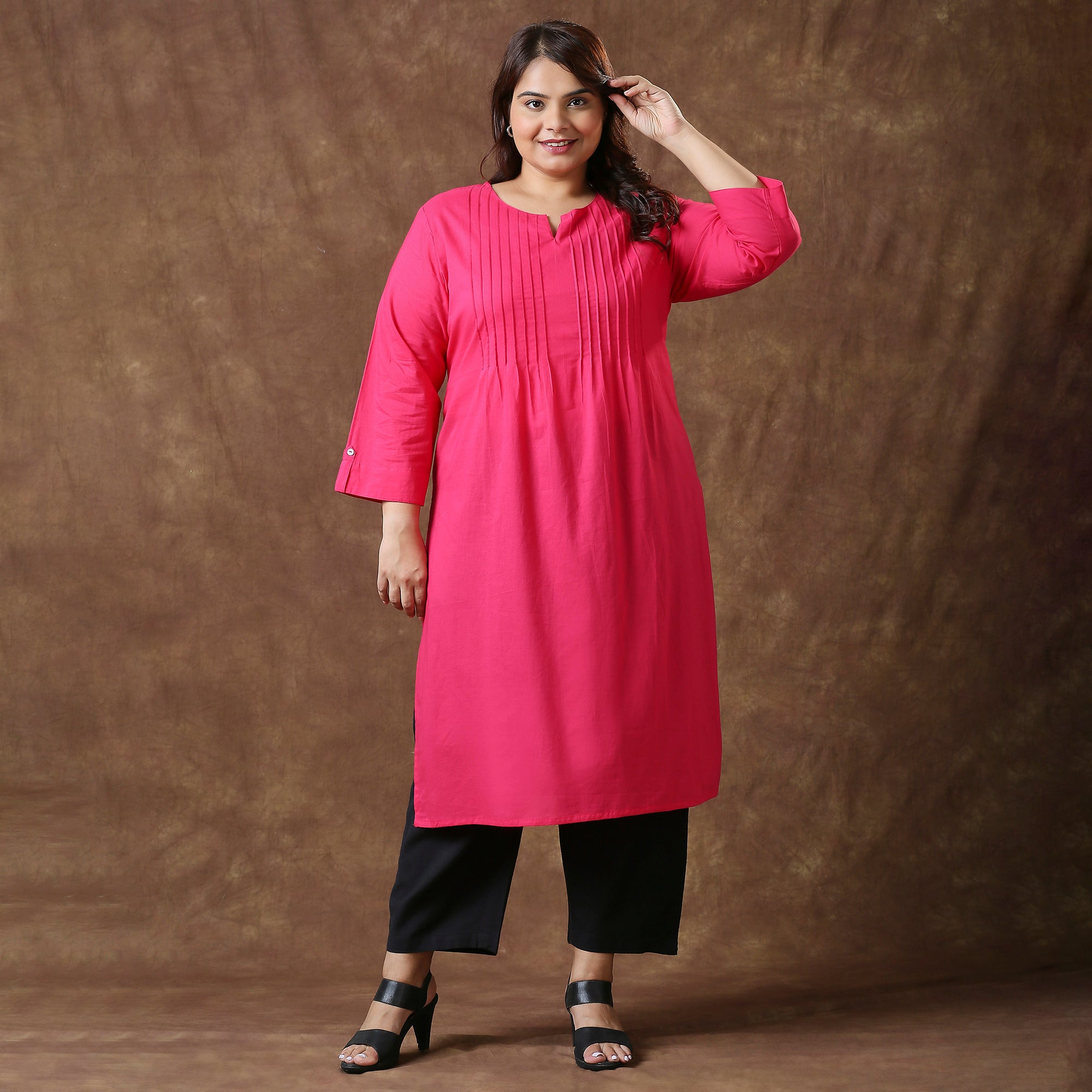 Plus Size Kurta | 2XL - 8XL | 100% Cotton | Magenta