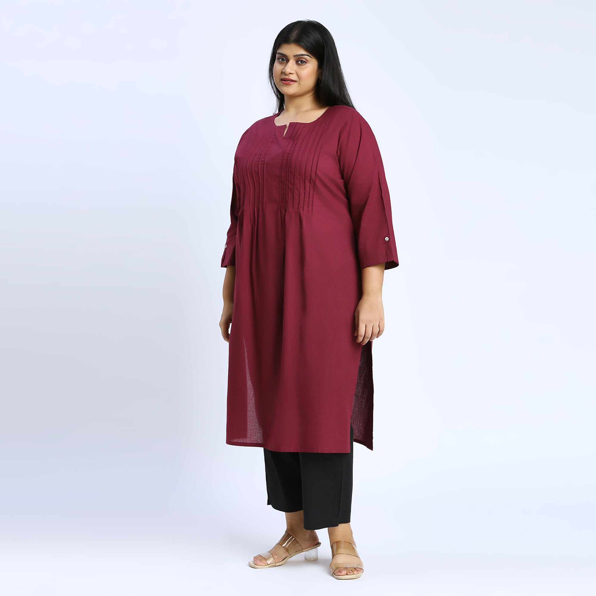 Plus Size Kurta | 2XL - 8XL | 100% Cotton | Wine