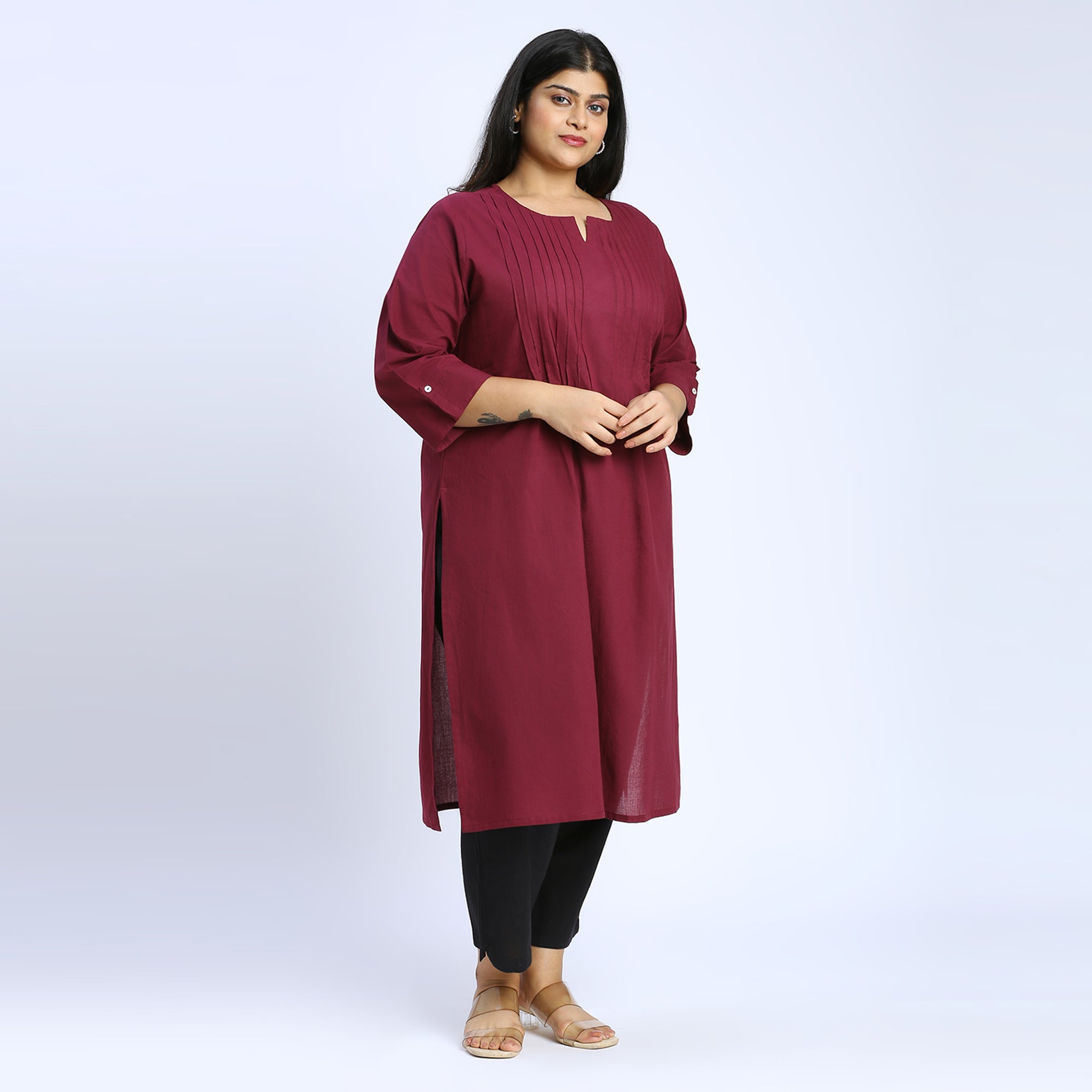 Plus Size Kurta | 2XL - 8XL | 100% Cotton | Wine