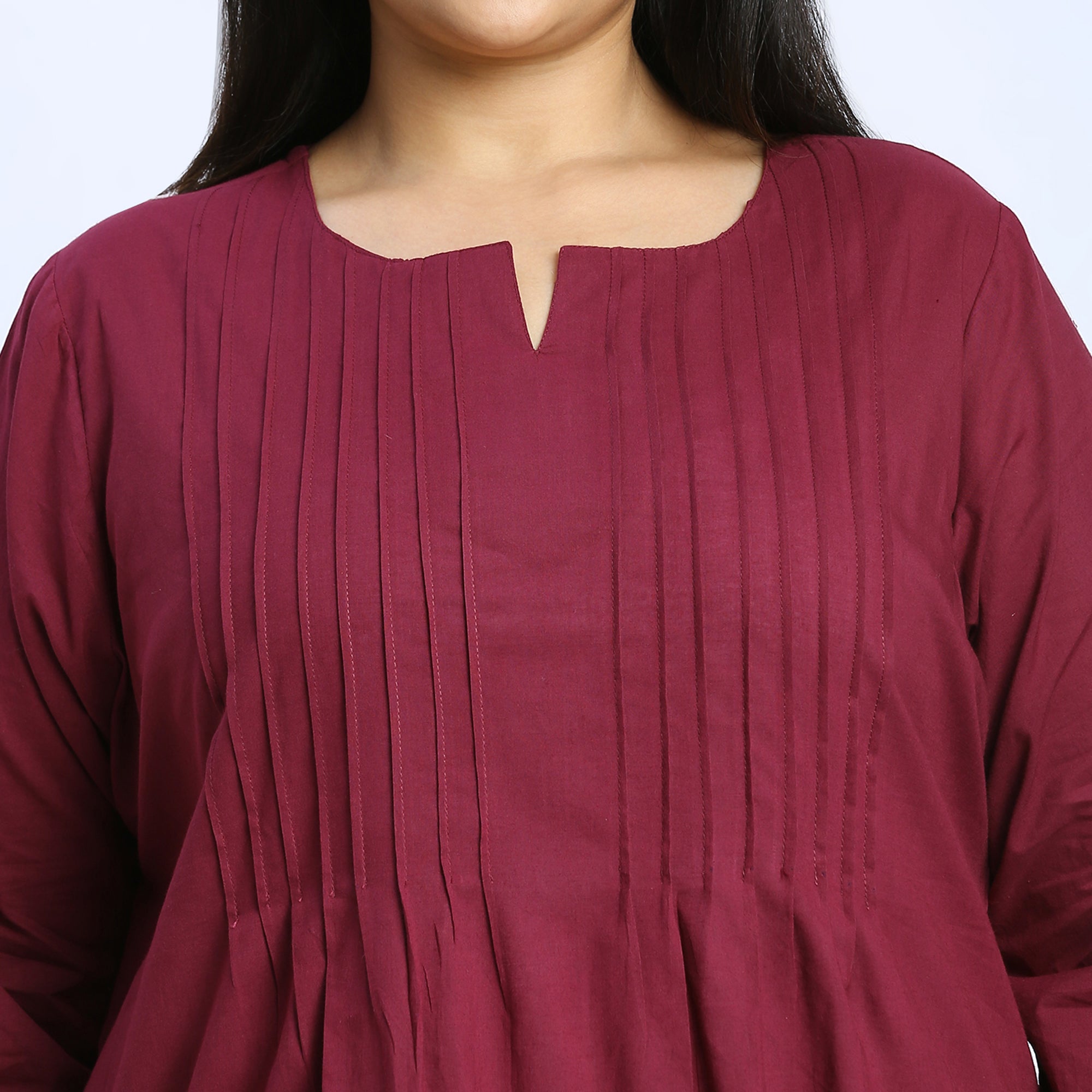 Plus Size Kurta | 2XL - 8XL | 100% Cotton | Wine
