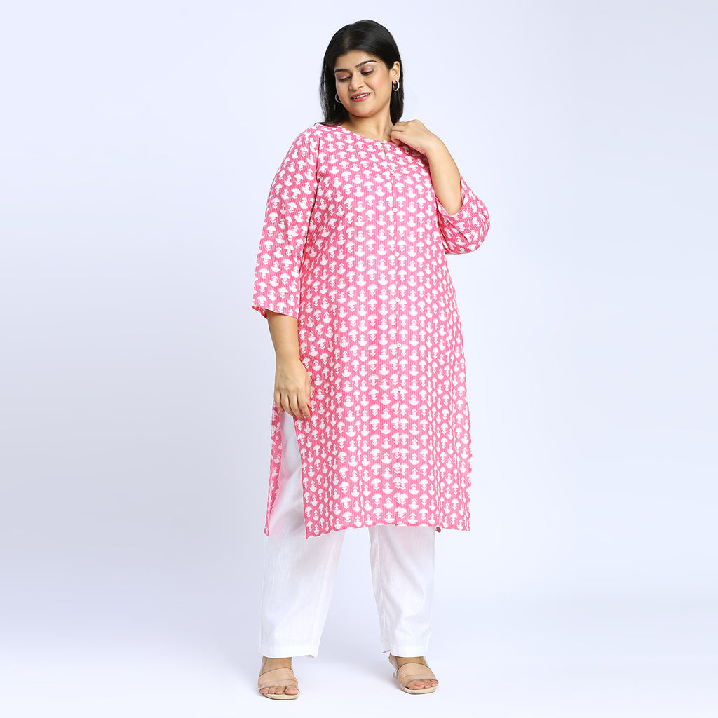 Plus Size Kurta | 2XL - 8XL | 100% Cotton | Maroon