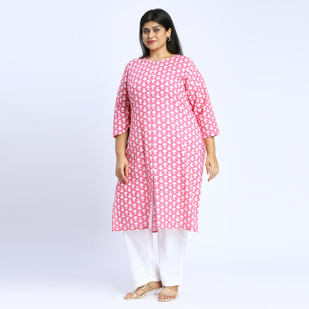 Plus Size Kurta | 2XL - 8XL | 100% Cotton | Maroon