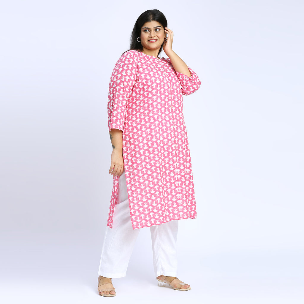Plus Size Kurta | 2XL - 8XL | 100% Cotton | Maroon