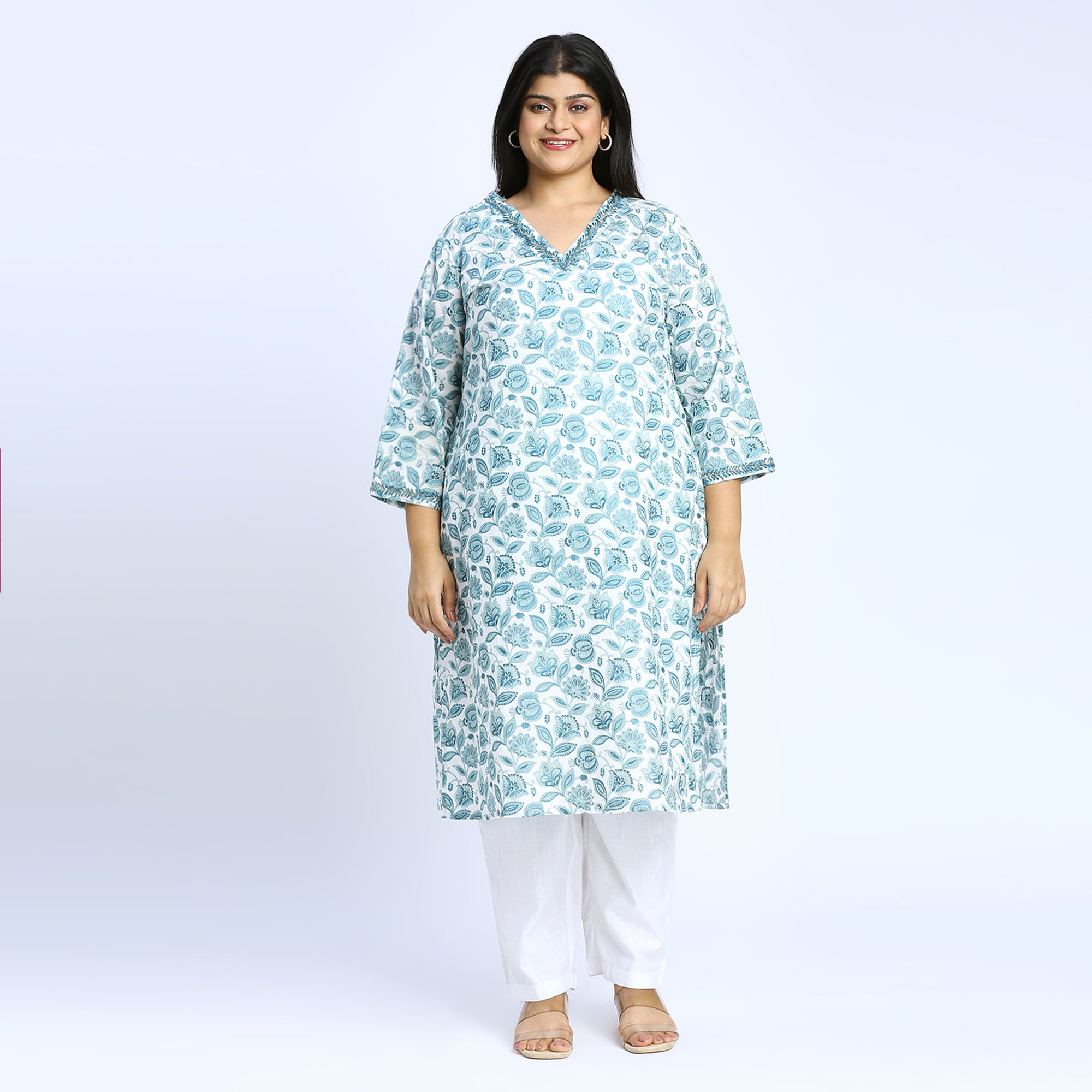 Plus Size Kurta | 2XL - 8XL | 100% Cotton | Blue