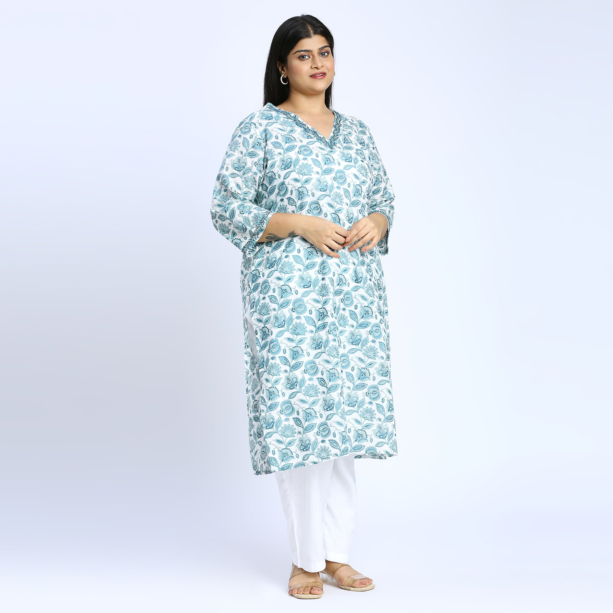 Plus Size Kurta | 2XL - 8XL | 100% Cotton | Blue