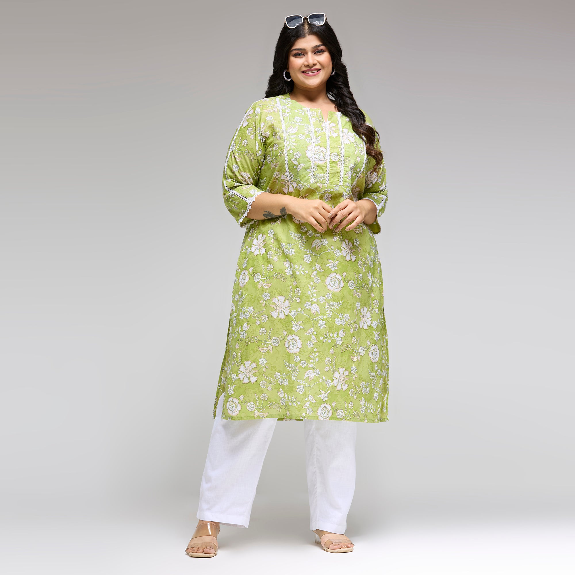 Plus Size Kurta | 2XL-8XL | 100% Cotton | Green