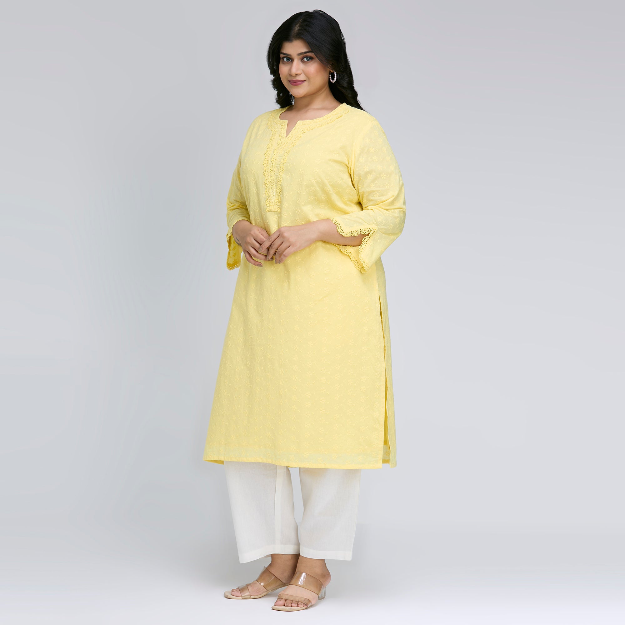 Plus Size Kurta | 2XL-8XL | 100% Cotton | Yellow
