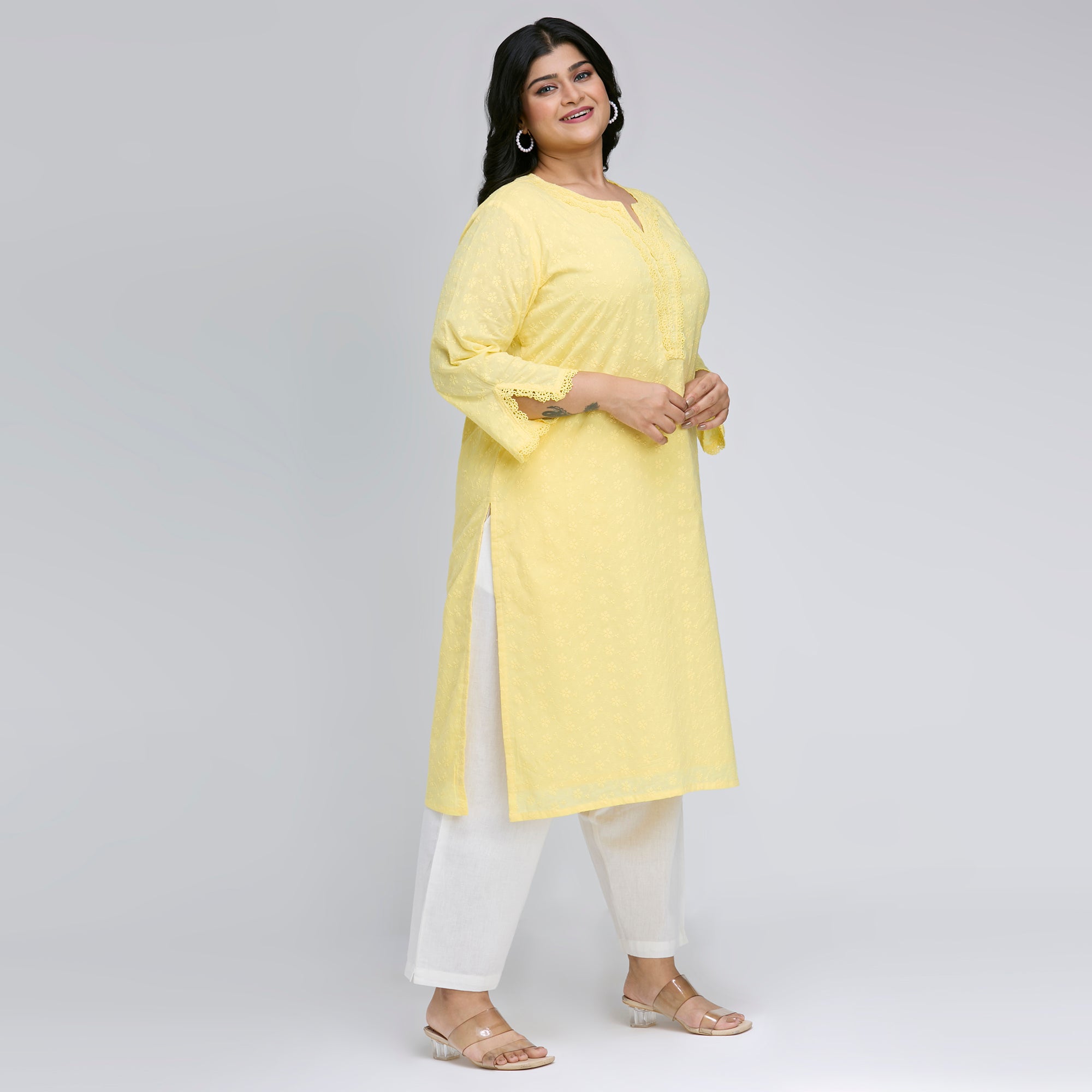 Plus Size Kurta | 2XL-8XL | 100% Cotton | Yellow