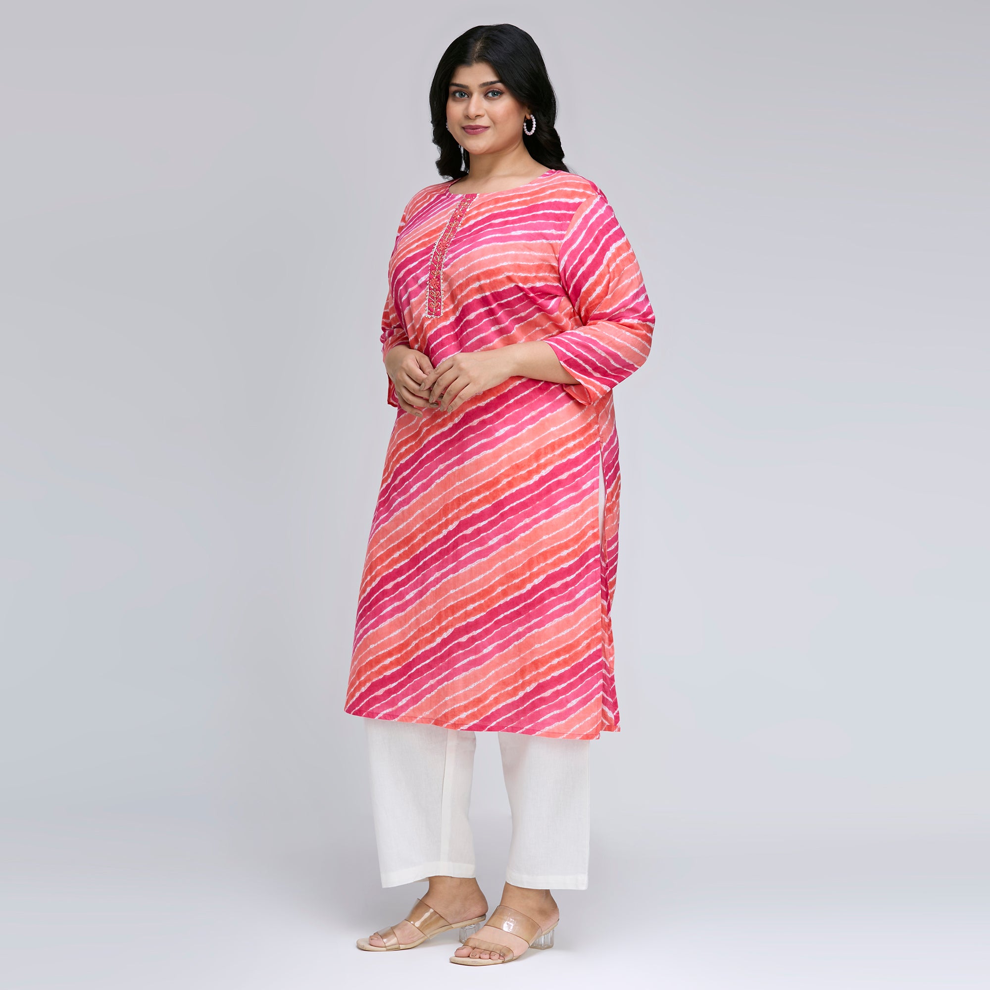 Plus Size Kurta | 2XL-8XL | 100% Cotton | Pink