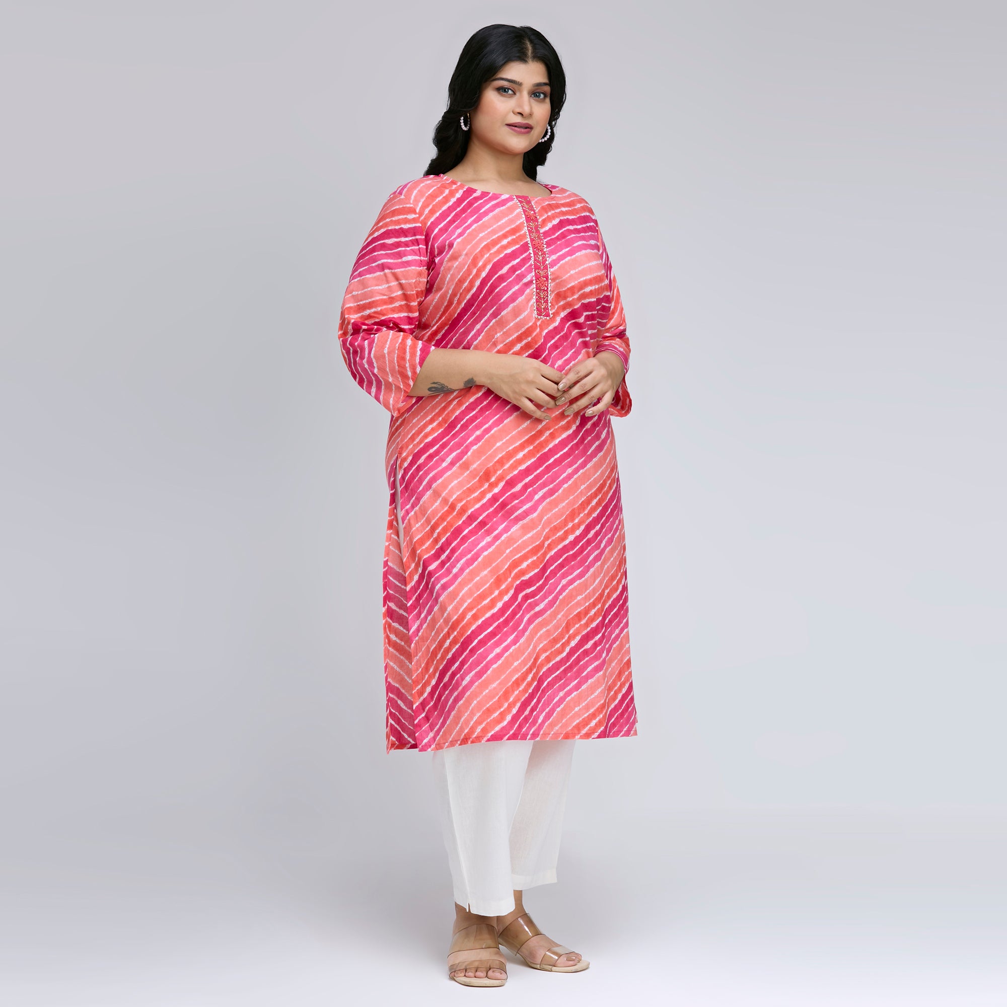 Plus Size Kurta | 2XL-8XL | 100% Cotton | Pink
