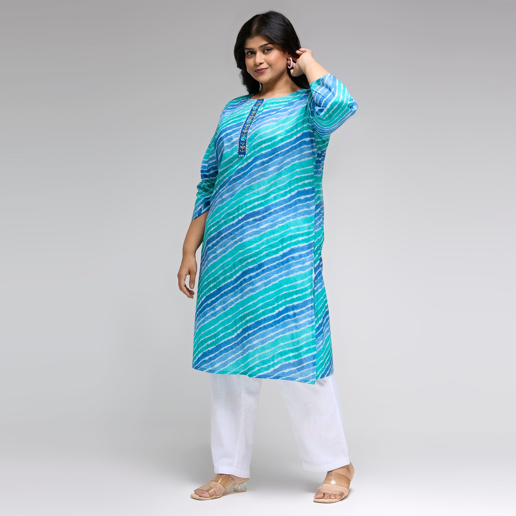Plus Size Kurta | 2XL-8XL | 100% Cotton | Blue