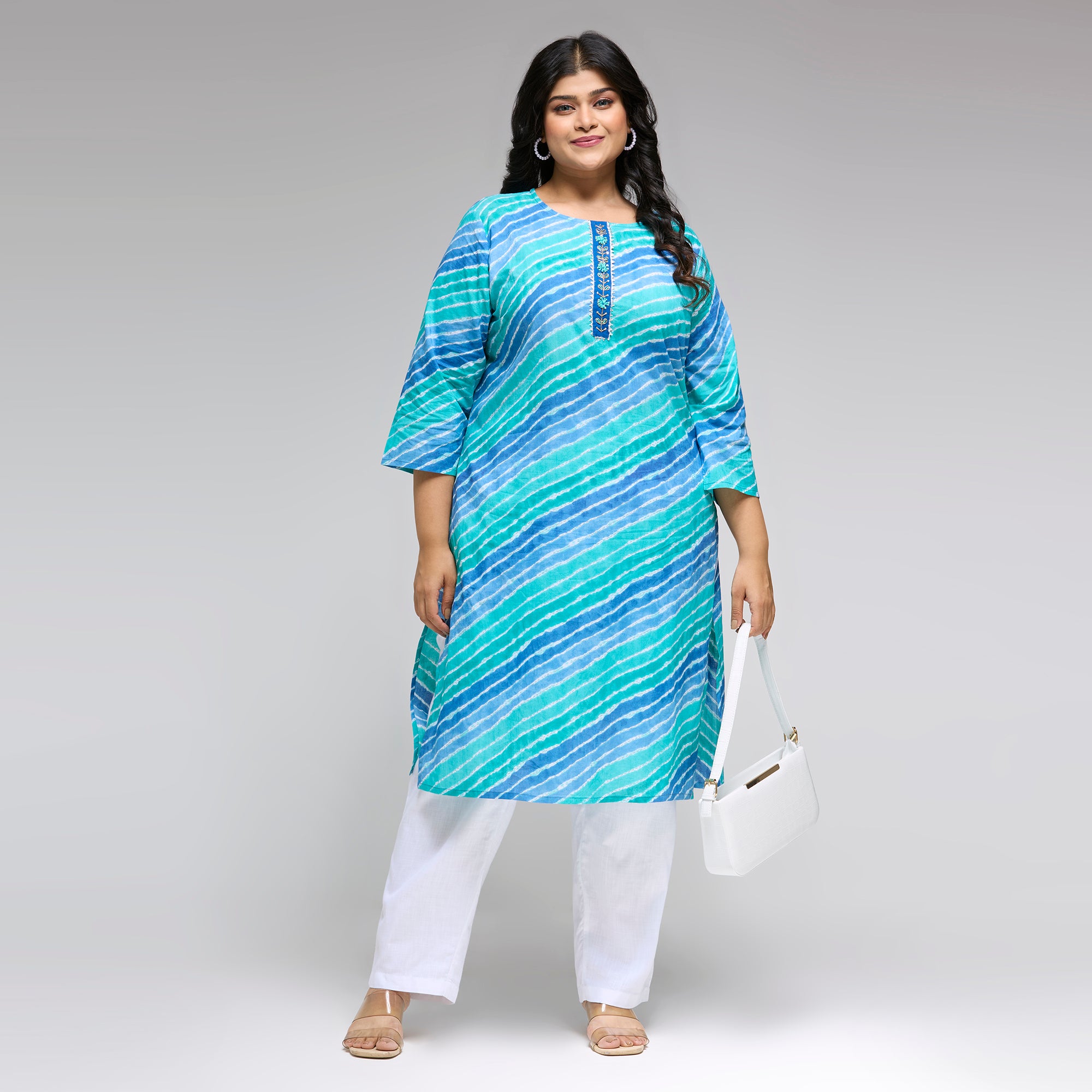 Plus Size Kurta | 2XL-8XL | 100% Cotton | Blue