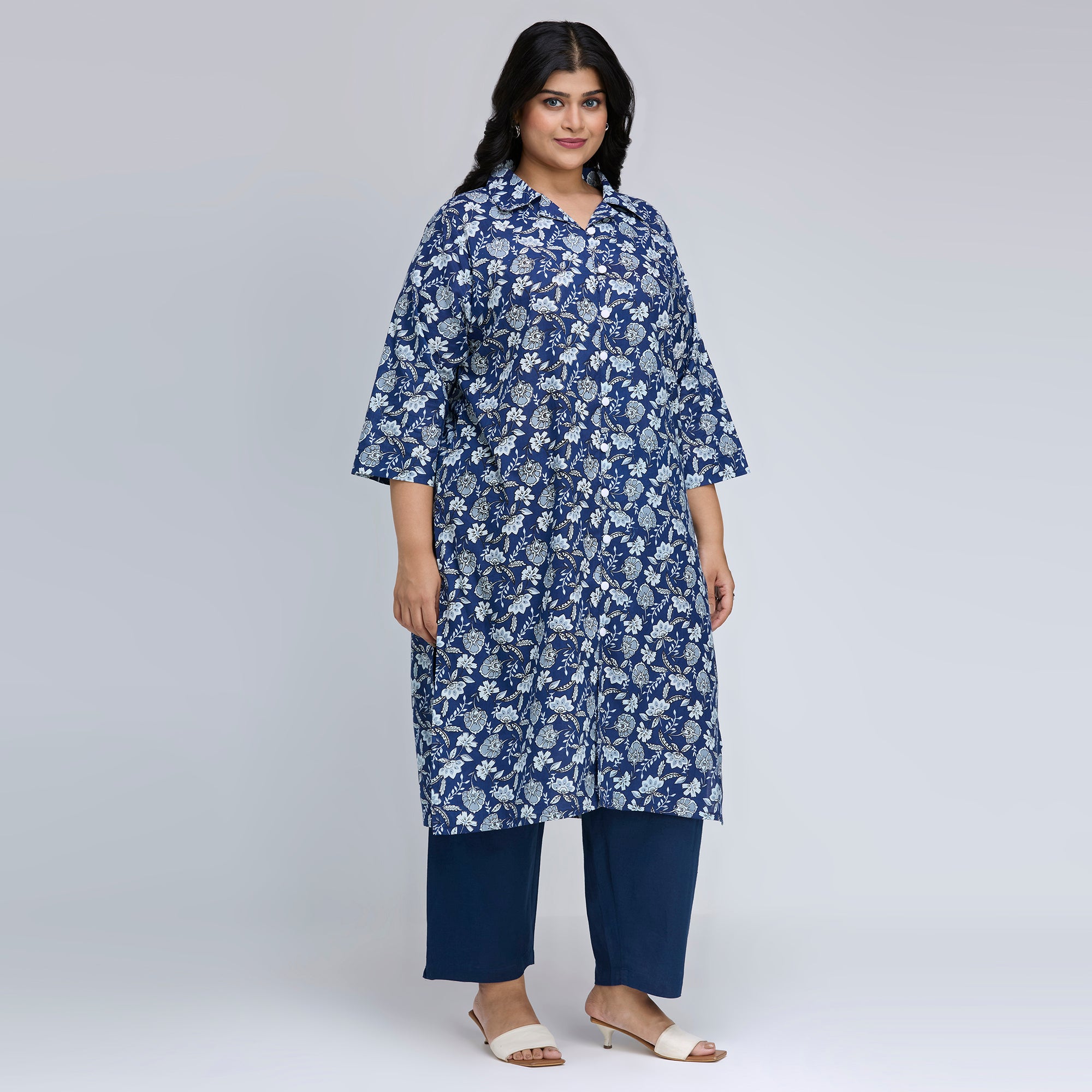 Plus Size Kurta | 2XL-8XL | 100% Cotton | Indigo