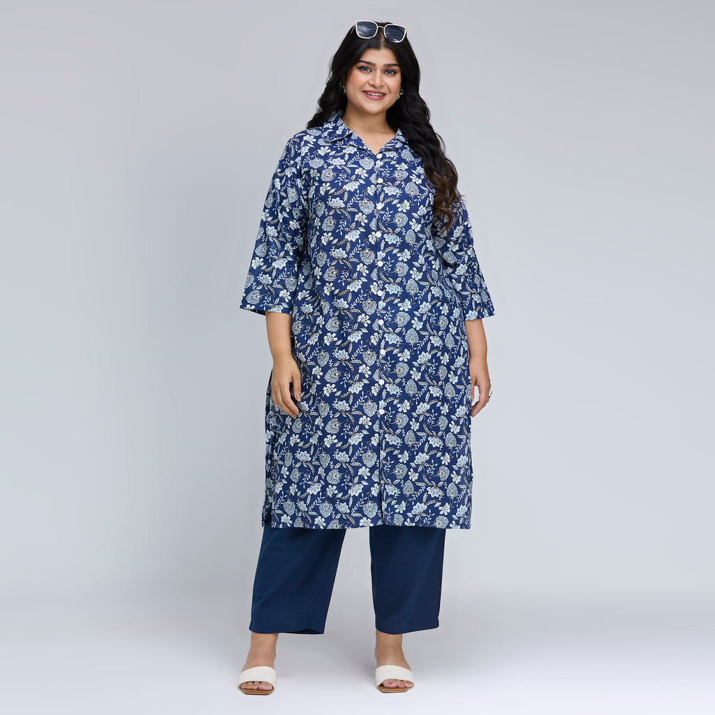 Plus Size Kurta | 2XL-8XL | 100% Cotton | Indigo