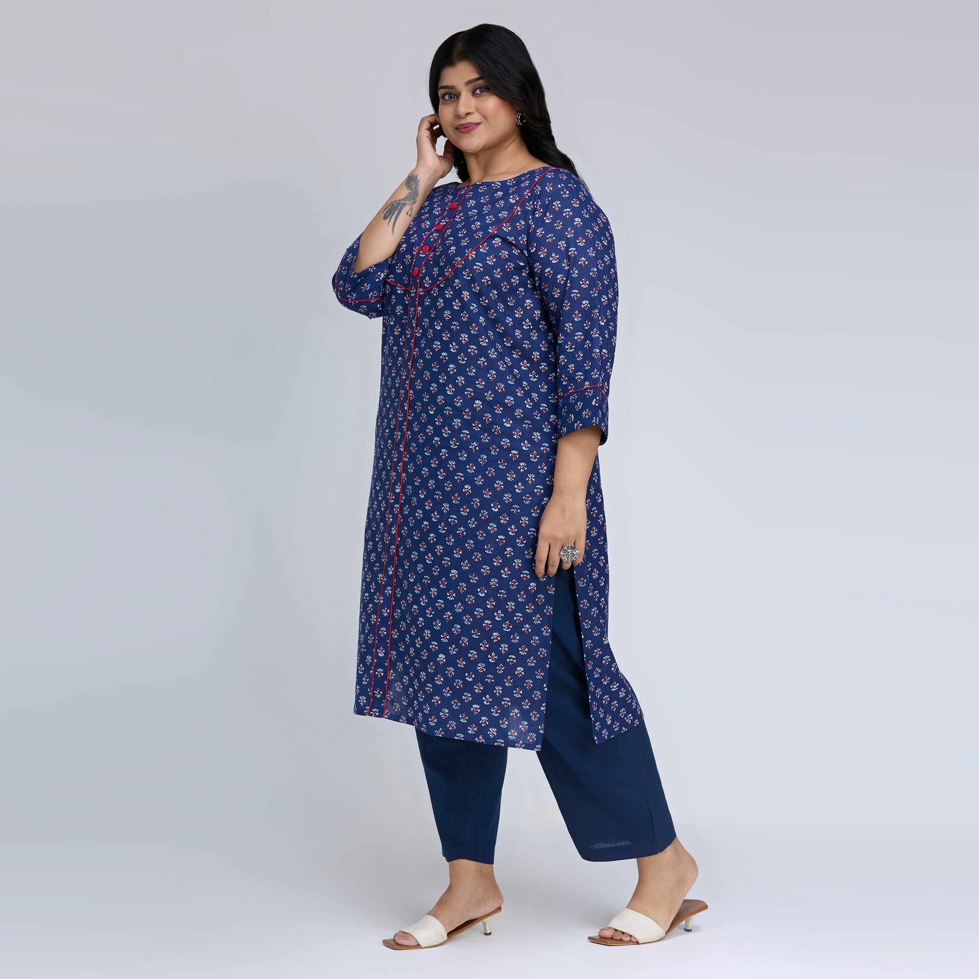 Plus Size Kurta | 2XL-8XL | 100% Cotton | Indigo