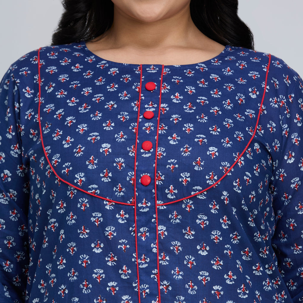 Plus Size Kurta | 2XL-8XL | 100% Cotton | Indigo