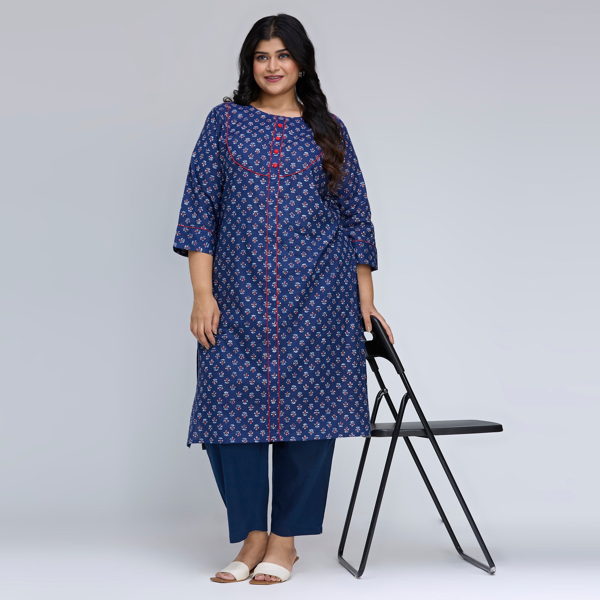 Plus Size Kurta | 2XL-8XL | 100% Cotton | Indigo