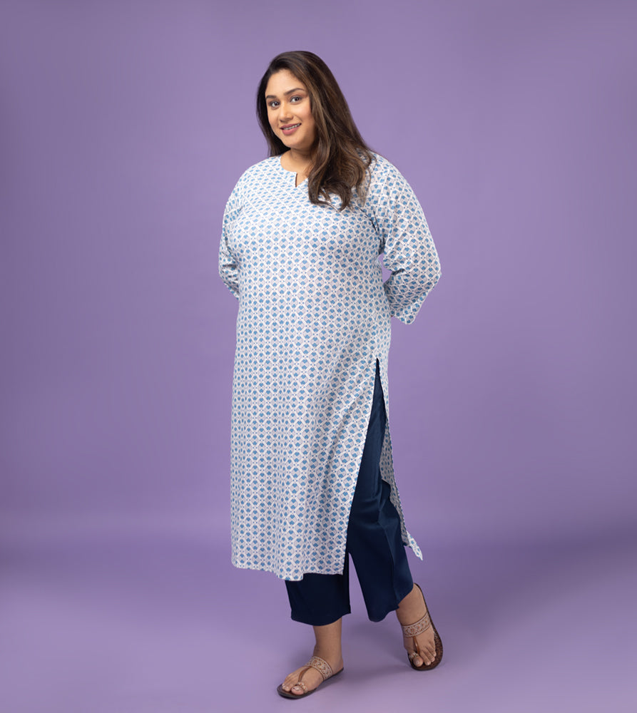 Plus Size Kurta | XL - 7XL | 100% Cotton | White