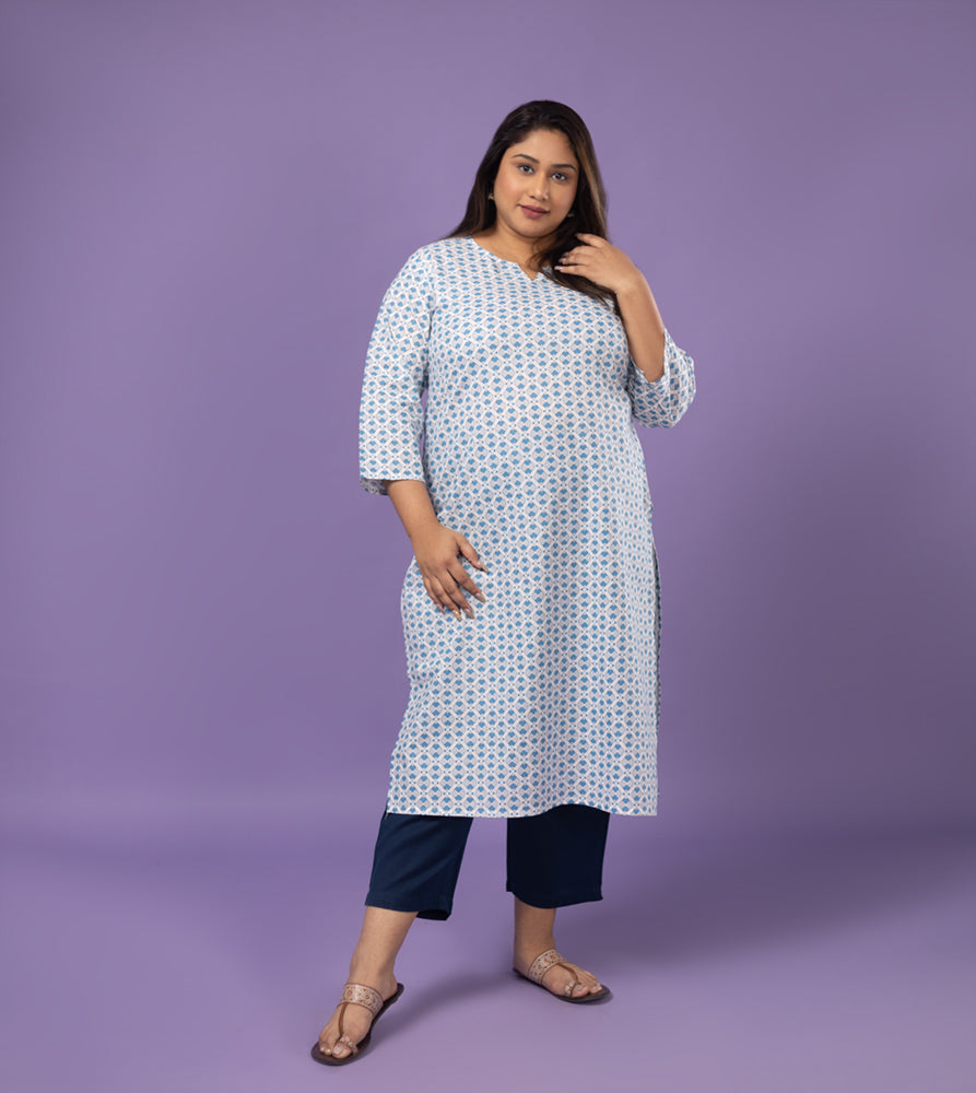 Plus Size Kurta | XL - 7XL | 100% Cotton | White