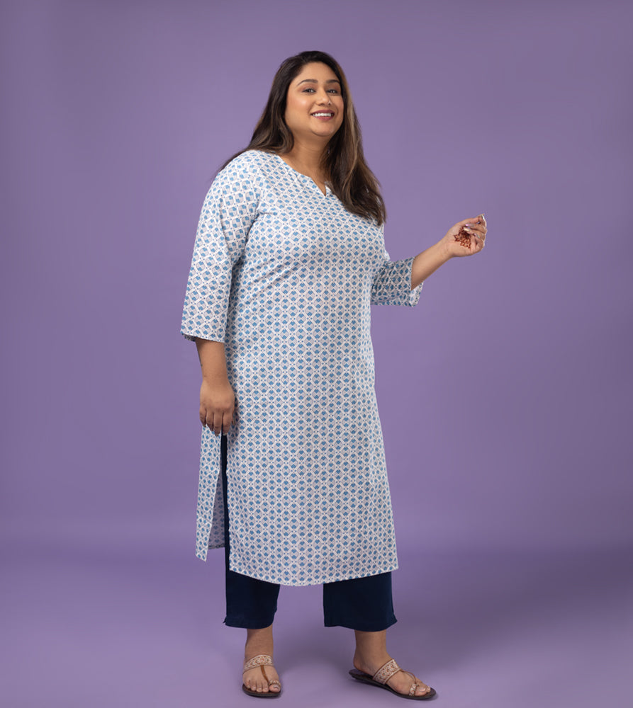 Plus Size Kurta | XL - 7XL | 100% Cotton | White