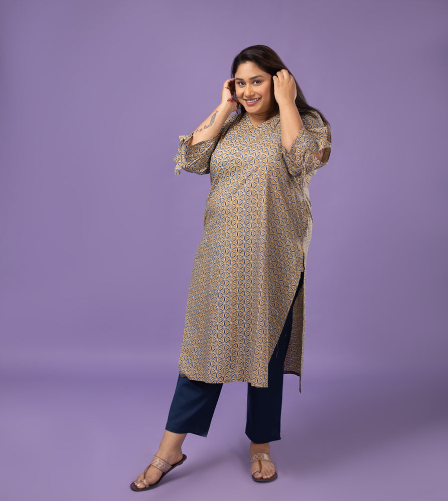 Plus Size Kurta | XL - 7XL | 100% Cotton | Mustard