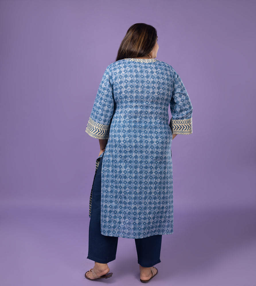 Plus Size Kurta | XL - 7XL | 100% Cotton | Blue