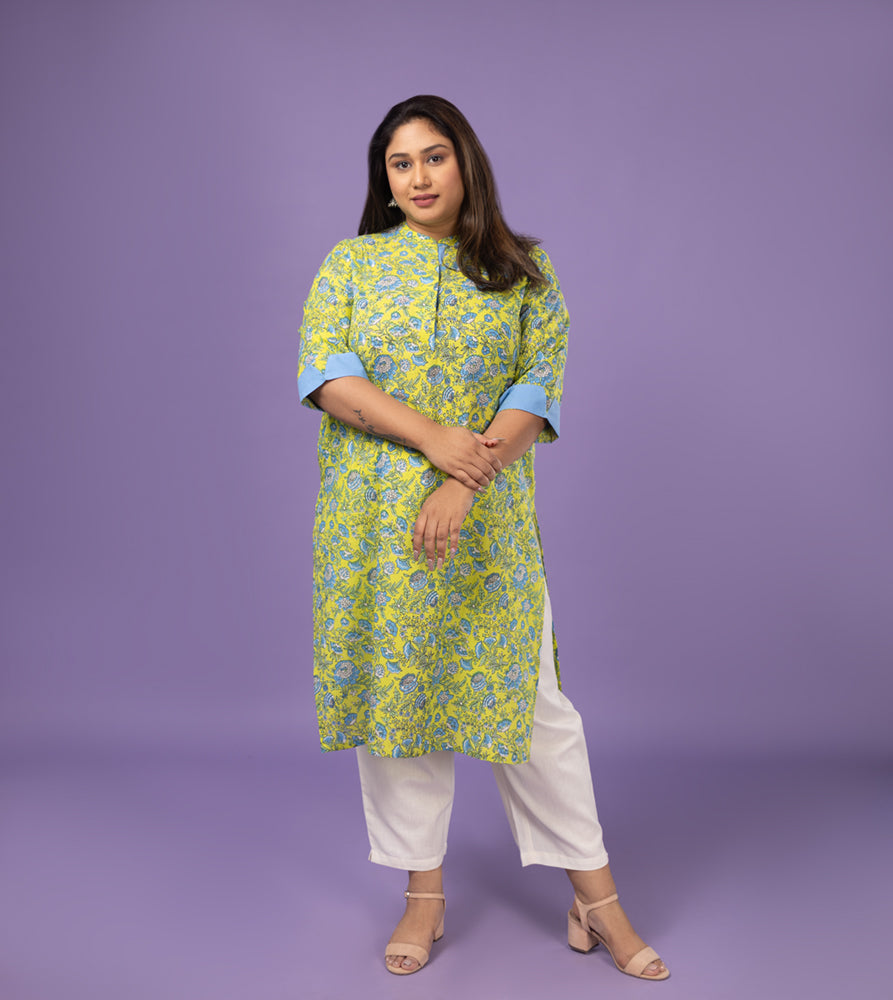 Plus Size Kurta | XL - 7XL | 100% Cotton | Green