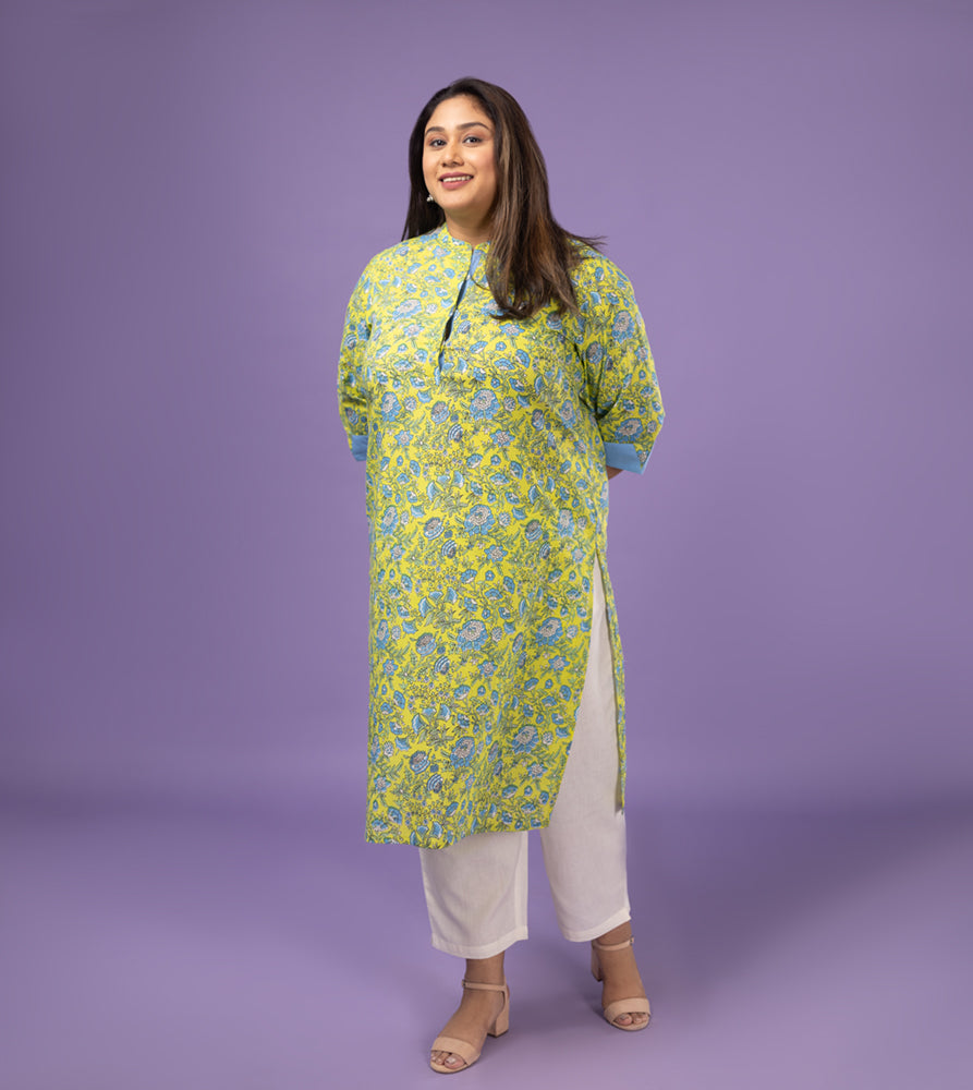 Plus Size Kurta | XL - 7XL | 100% Cotton | Green