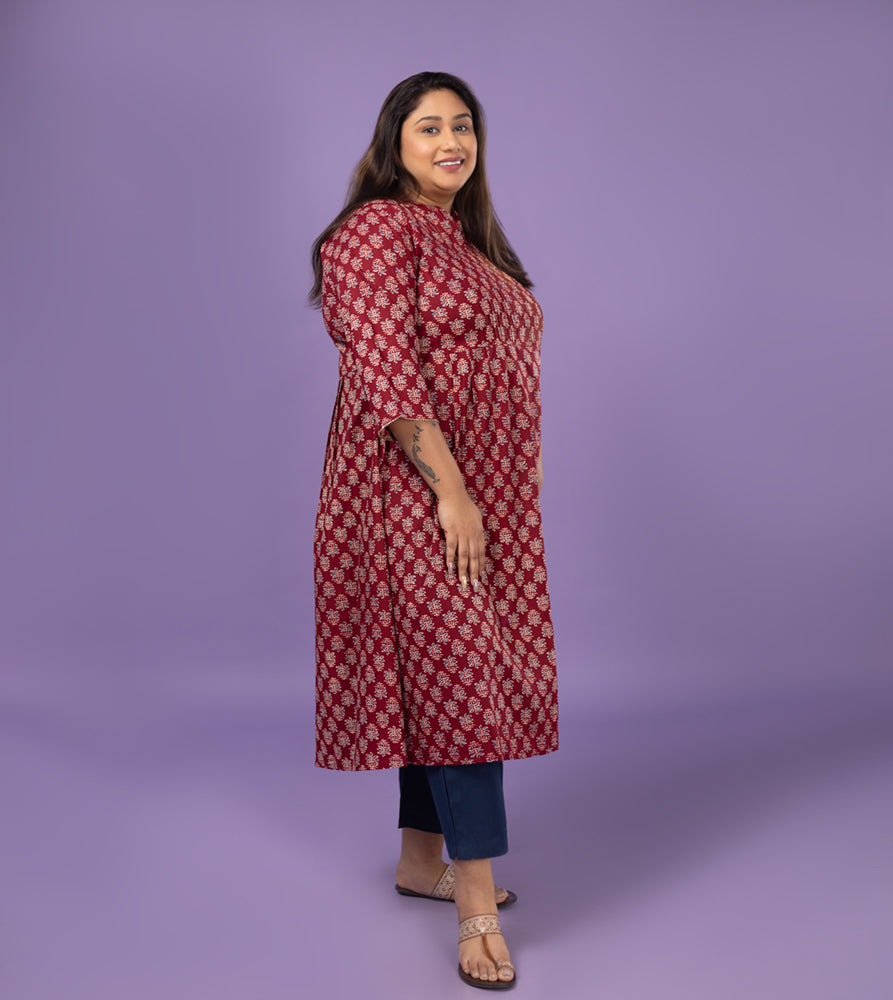 Plus Size Kurta | XL - 7XL | 100% Cotton | Maroon
